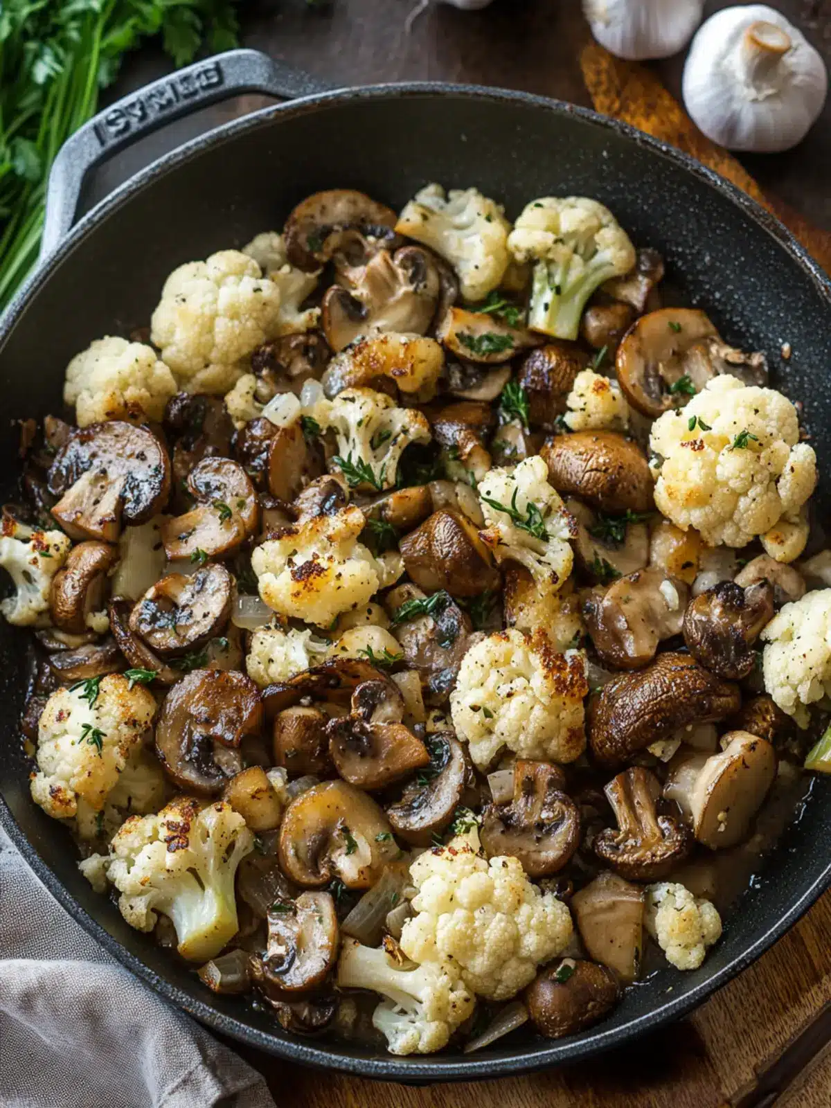 Garlic Cauliflower Mushroom Skillet: Super Easy Vegan Treat 3 Garlic Cauliflower Mushroom Skillet
