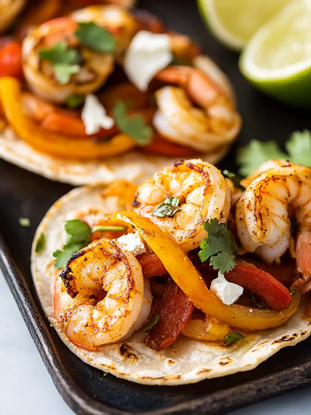 Sizzling Shrimp Fajitas: Quick, Flavor-Packed Delight! 2 Shrimp Fajitas