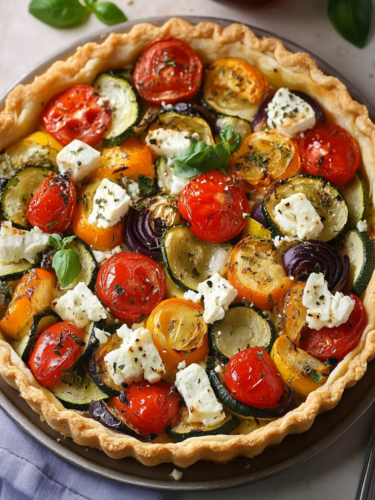 Delicious Roasted Veggie & Feta Tart You'll Love to Share 4 Roasted Veggie & Feta Tart