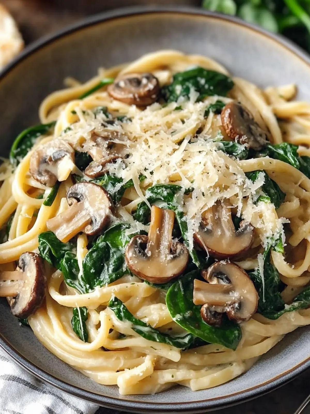 Delicious Spinach Mushroom Parmesan Pasta in 30 Minutes! 3 Spinach Mushroom Parmesan Pasta