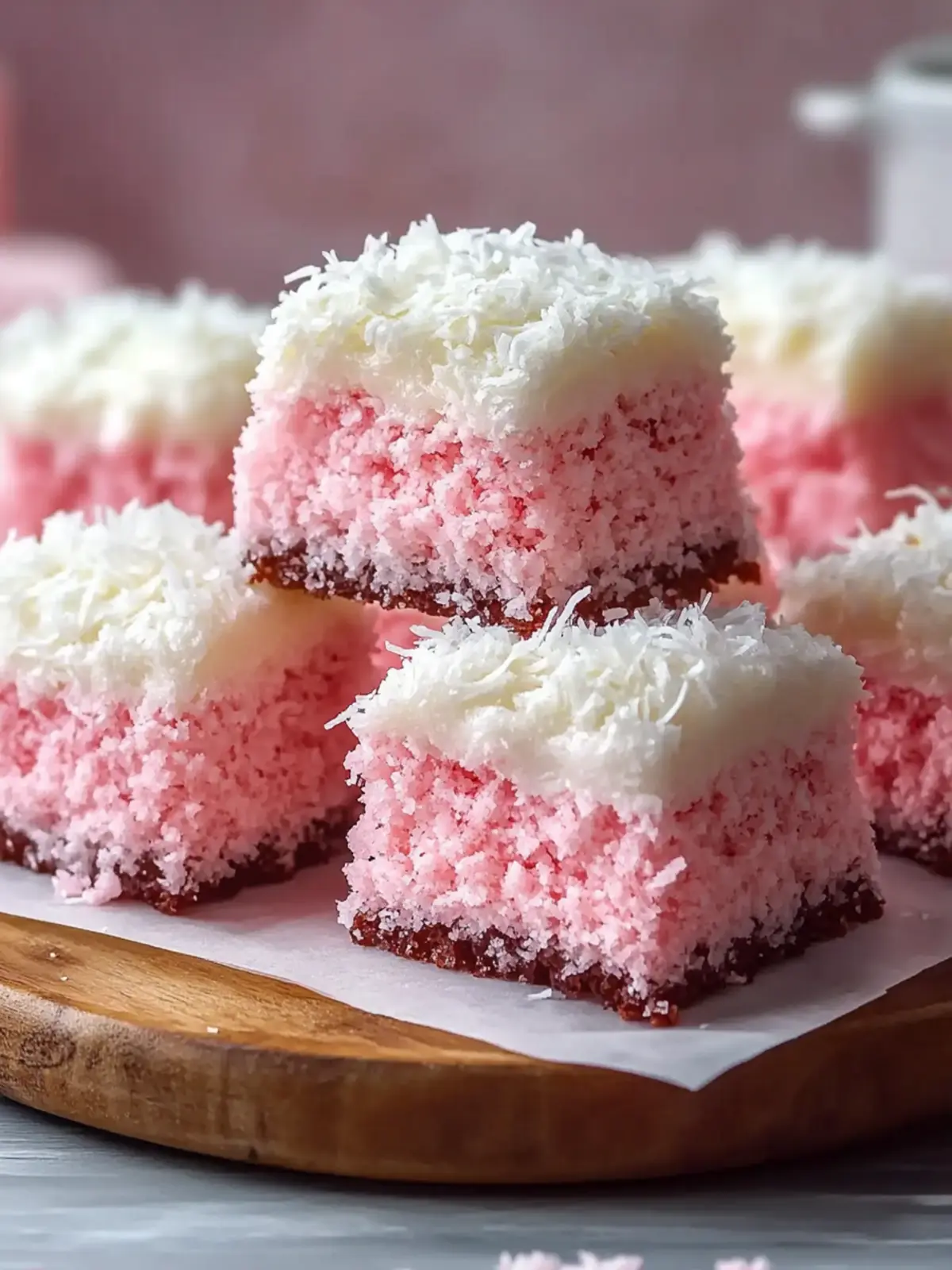 Pink Coconut Snowball Cake Bars to Brighten Your Day 4 Pink Coconut Snowball Cake Bars