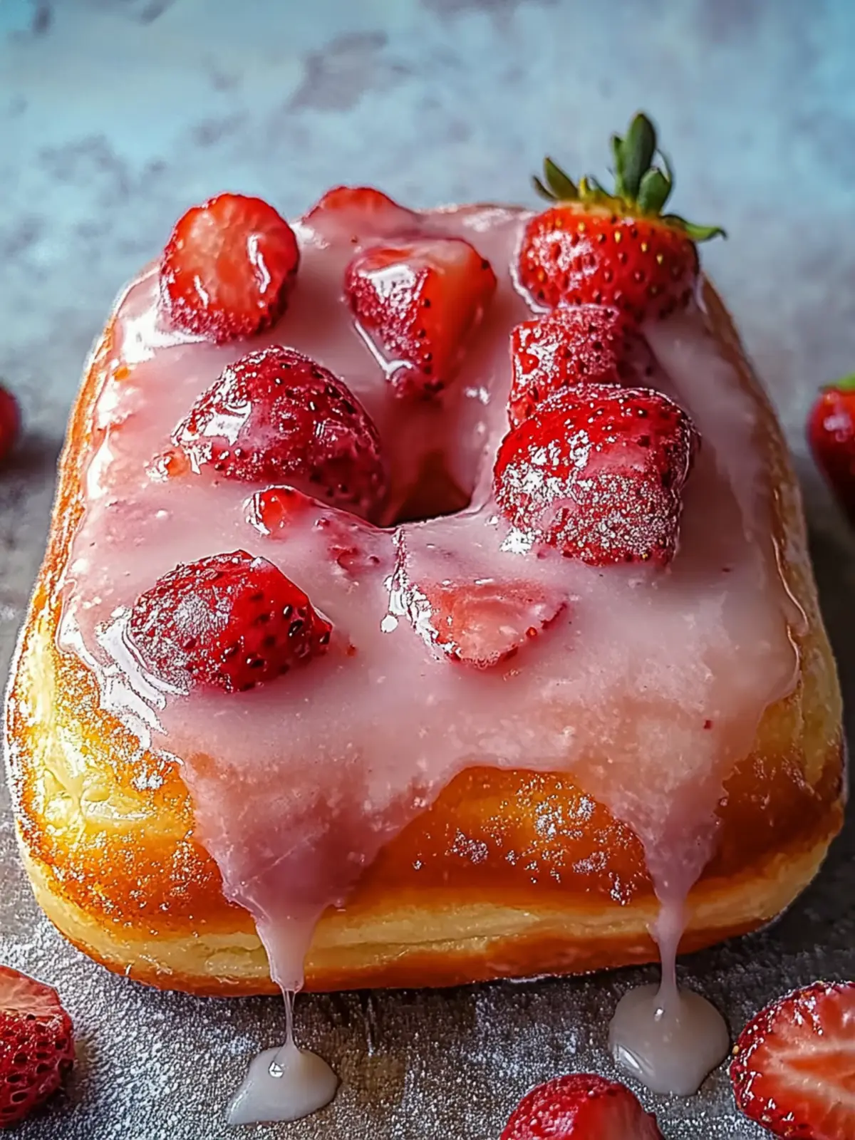 Glazed Strawberry Jam Donut Focaccia: Sweet Comfort Awaits 3 Glazed Strawberry Jam Donut