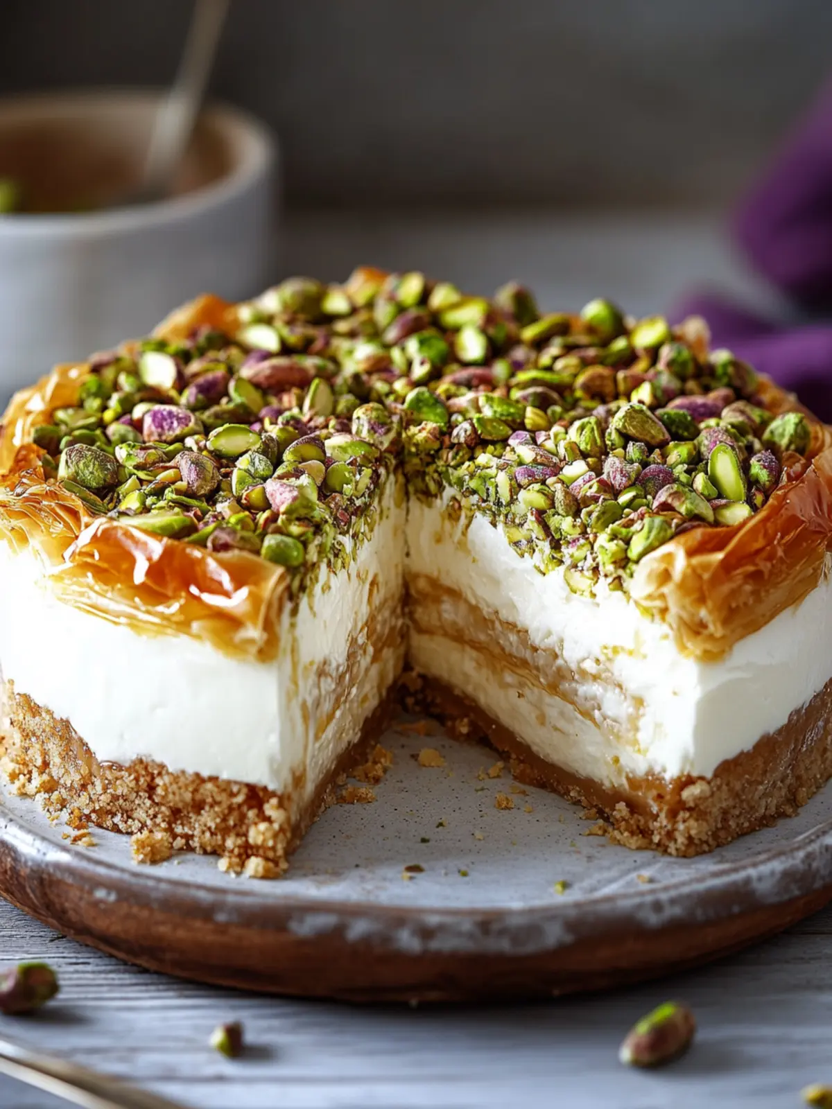 Honey Pistachio Baklava Cheesecake: Indulge in Rich Flavor 4 Honey Pistachio Baklava Cheesecake