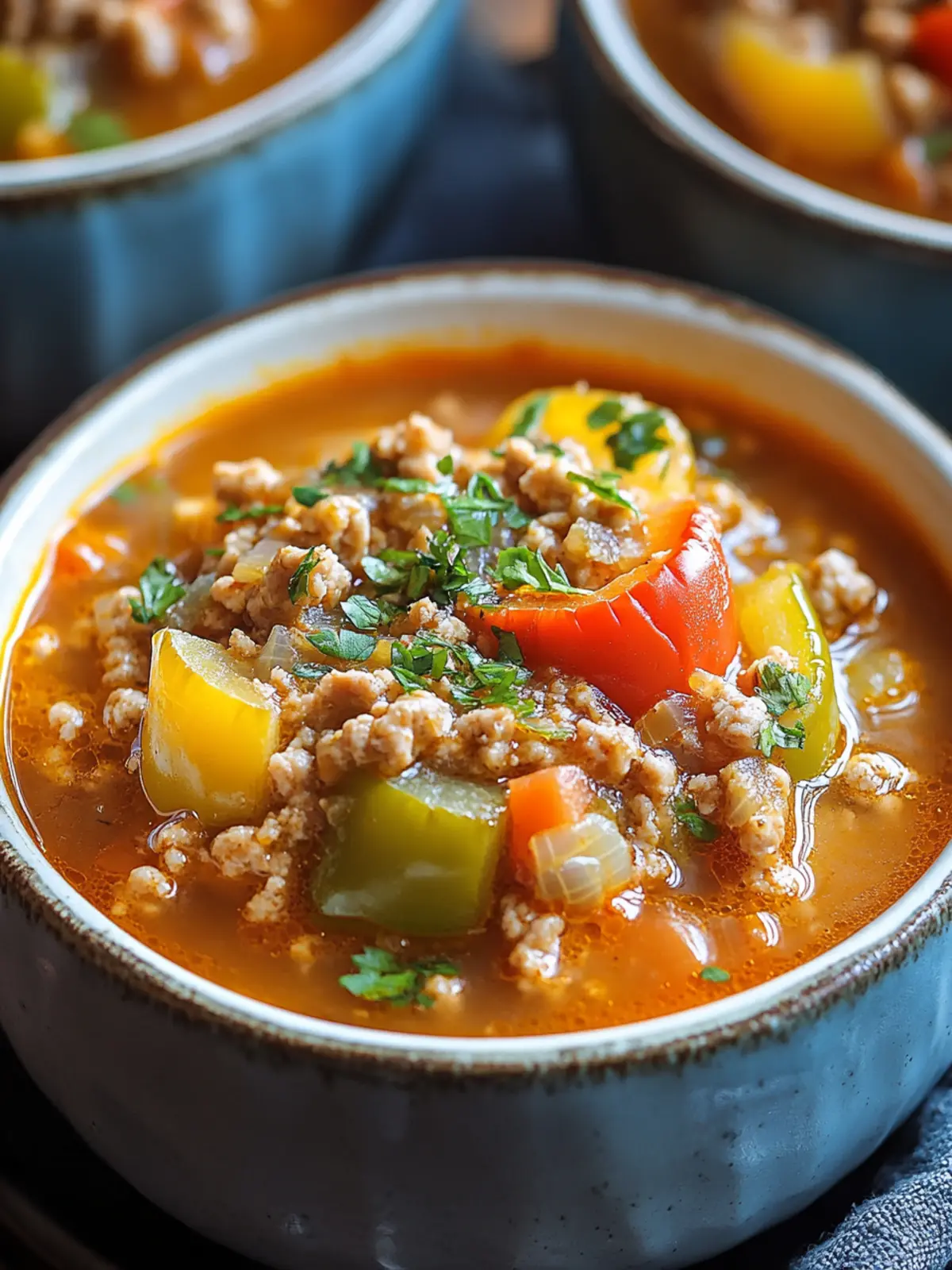 Hearty Stuffed Bell Pepper Soup with Ground Turkey Delight 4 Stuffed Bell Pepper Soup with Ground Turkey