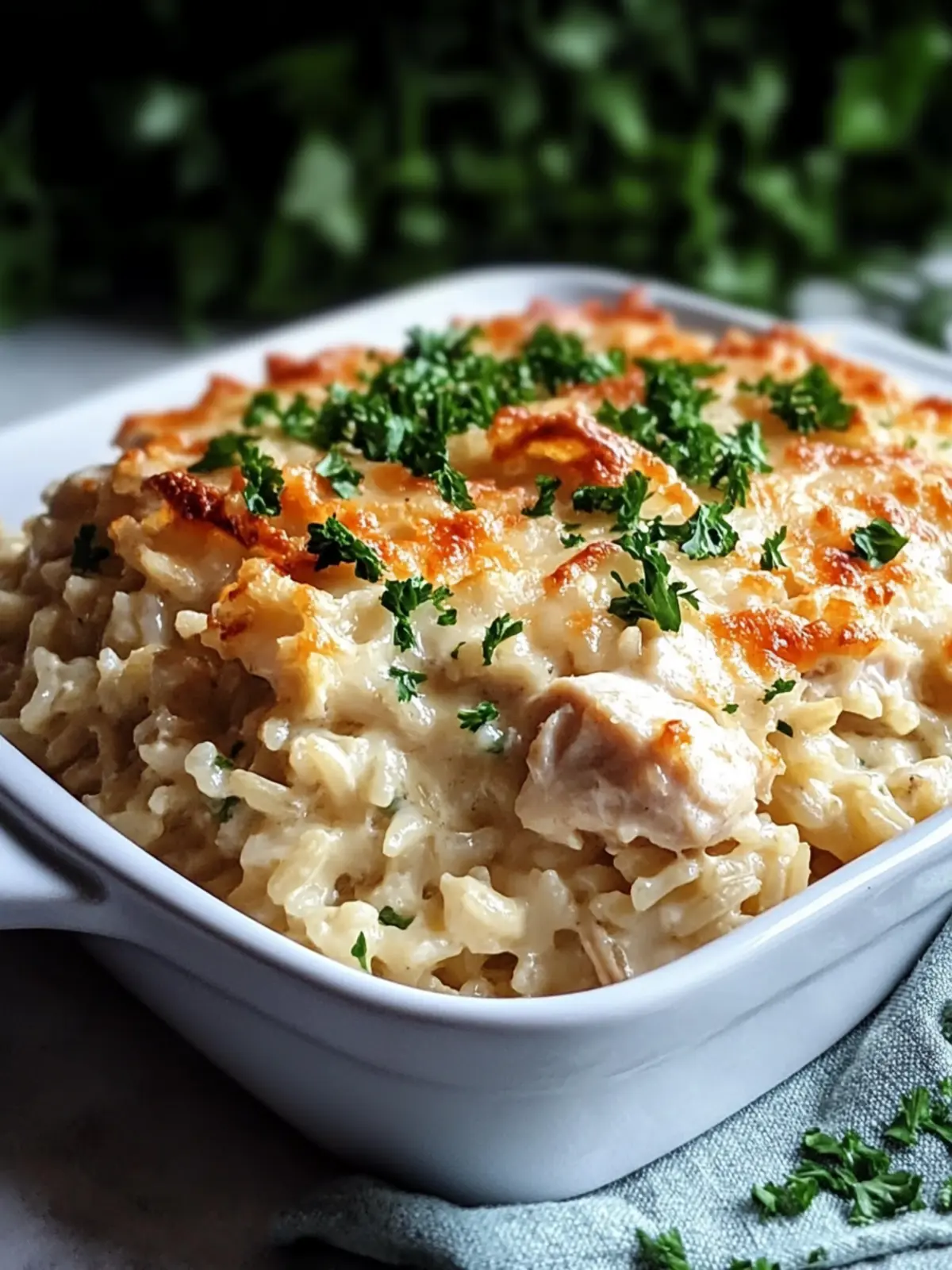 Creamy Easy Dump And Bake Chicken Alfredo Rice Casserole 2 Easy Dump And Bake Chicken Alfredo Rice Casserole