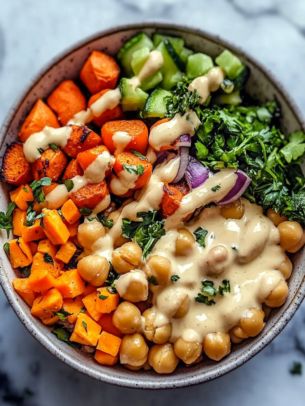 Roasted Veg Chickpea Bowl with Tahini Dressing Delight 4 Roasted Veg Chickpea Bowl with Tahini Dressing