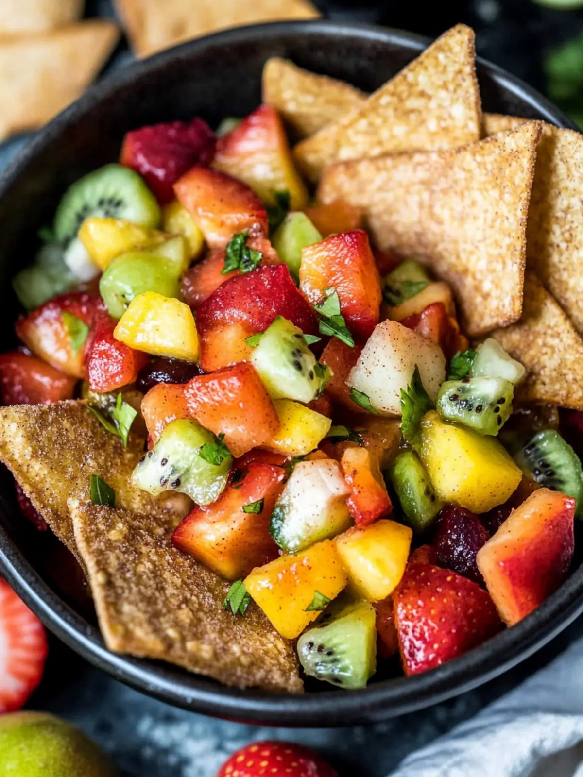 Delicious Fruit Salsa with Cinnamon Chips for Summer Fun 3 Fruit Salsa with Cinnamon Chips