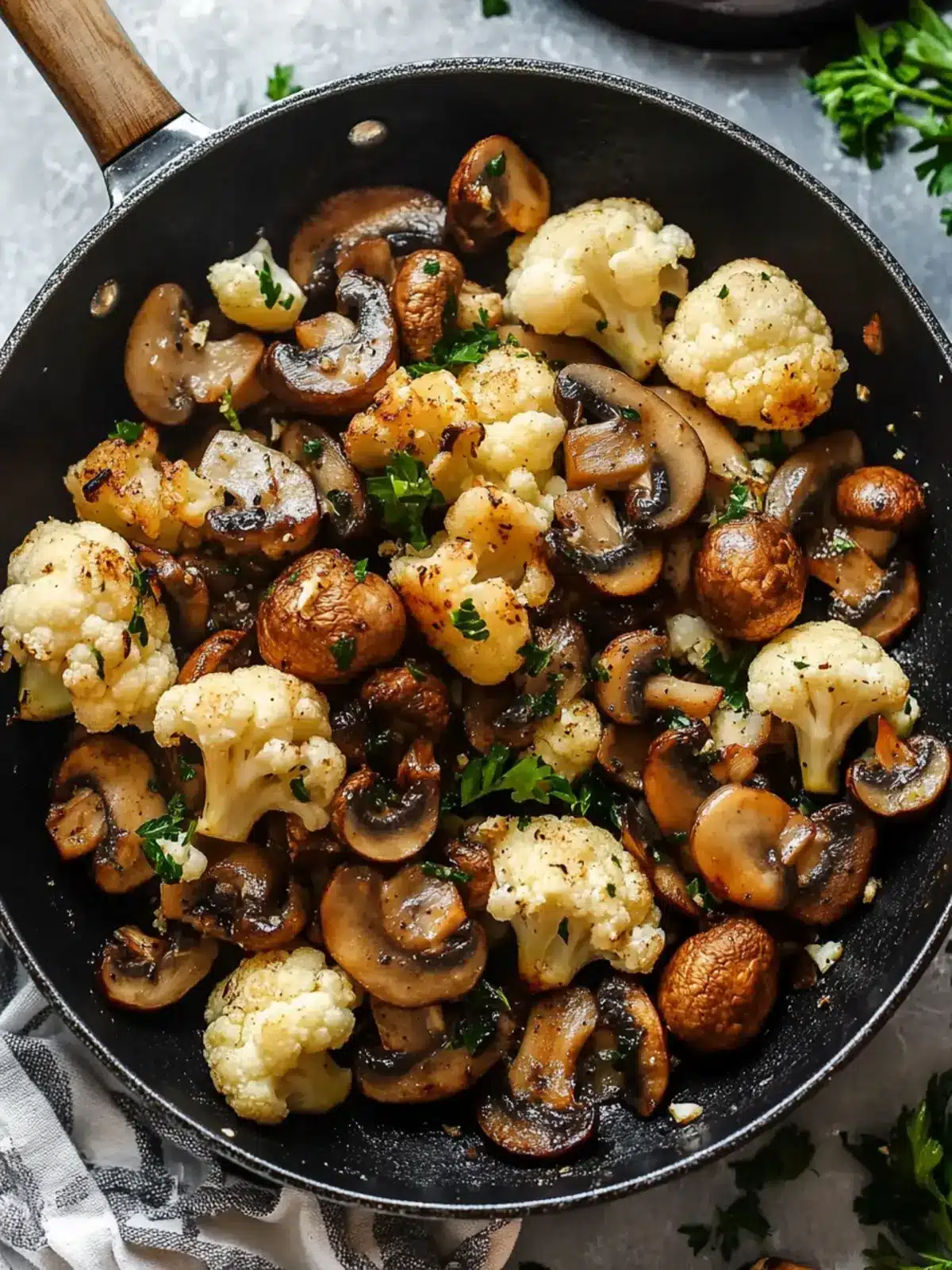 Savory Garlic Mushrooms Cauliflower Skillet in 30 Minutes 2 Garlic Mushrooms Cauliflower Skillet