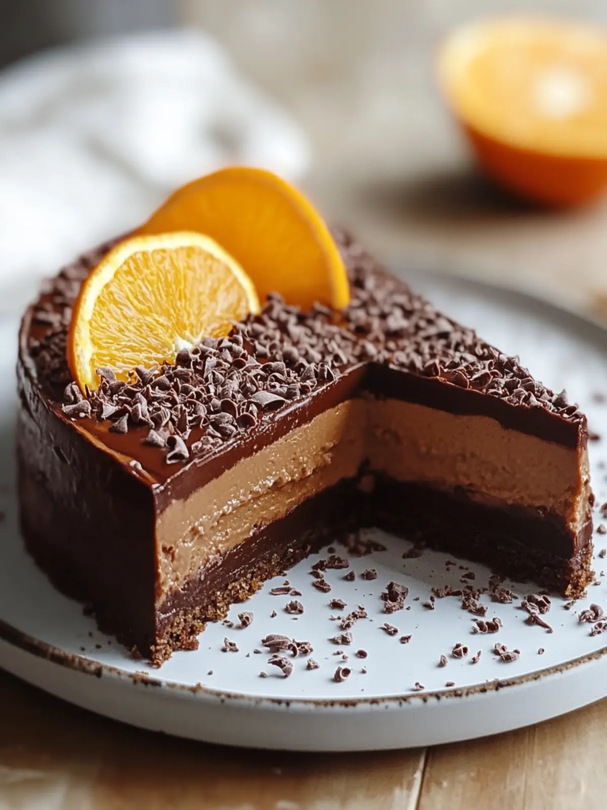 Decadent Chocolate-Orange Torte: No-Bake, Vegan Delight 2 Chocolate-Orange Torte