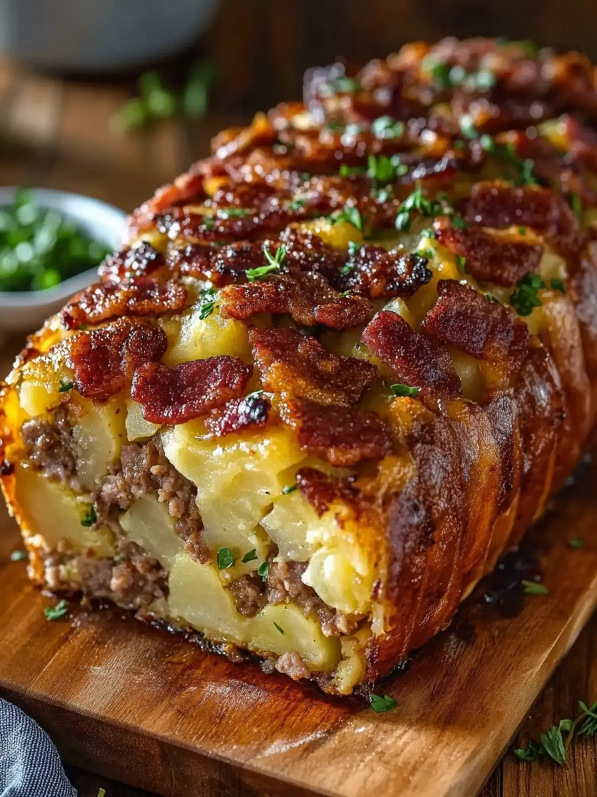 Bacon and Sausage-Stuffed Potato Loaf: Ultimate Comfort Dish 2 Bacon and Sausage-Stuffed Potato Loaf