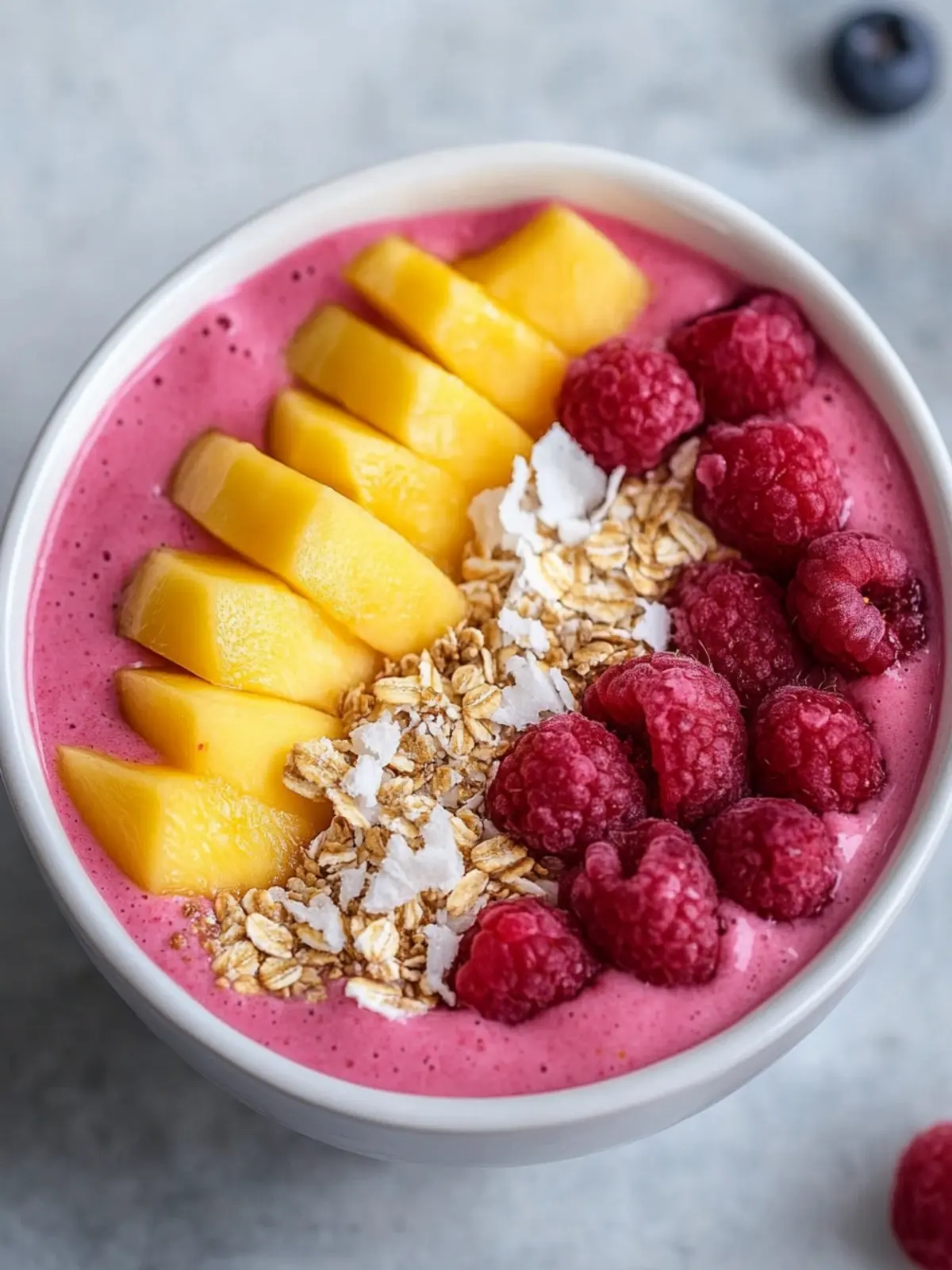 Raspberry Mango Smoothie Bowl: Blissfully Healthy & Delicious 2 Raspberry Mango Smoothie Bowl
