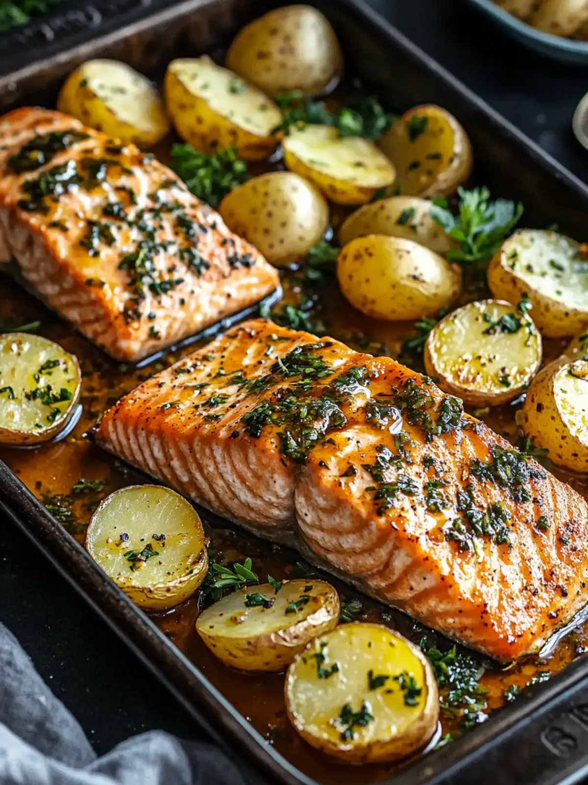 Sheet Pan Honey Mustard Salmon with Potatoes in 30 Minutes 4 Sheet Pan Honey Mustard Salmon with Potatoes