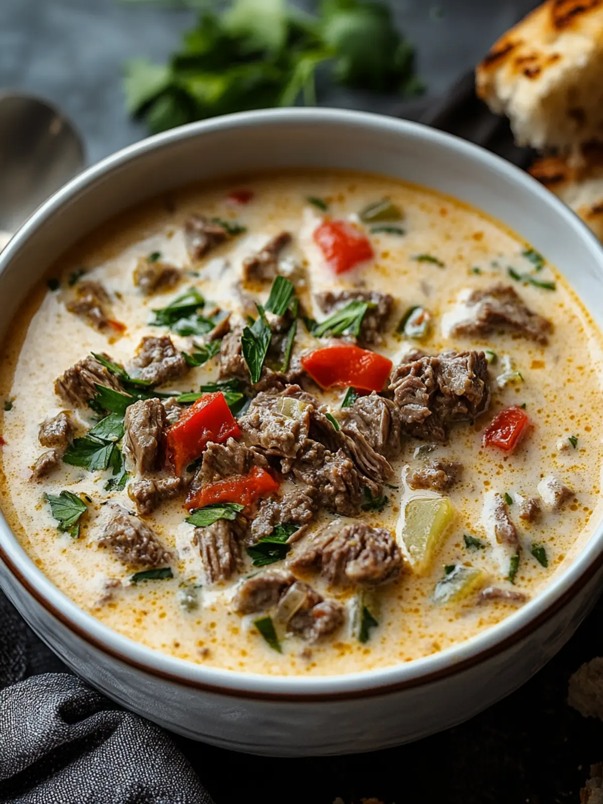 Creamy Philly Cheese Steak Soup for Ultimate Cozy Nights 2 Creamy Philly Cheese Steak Soup