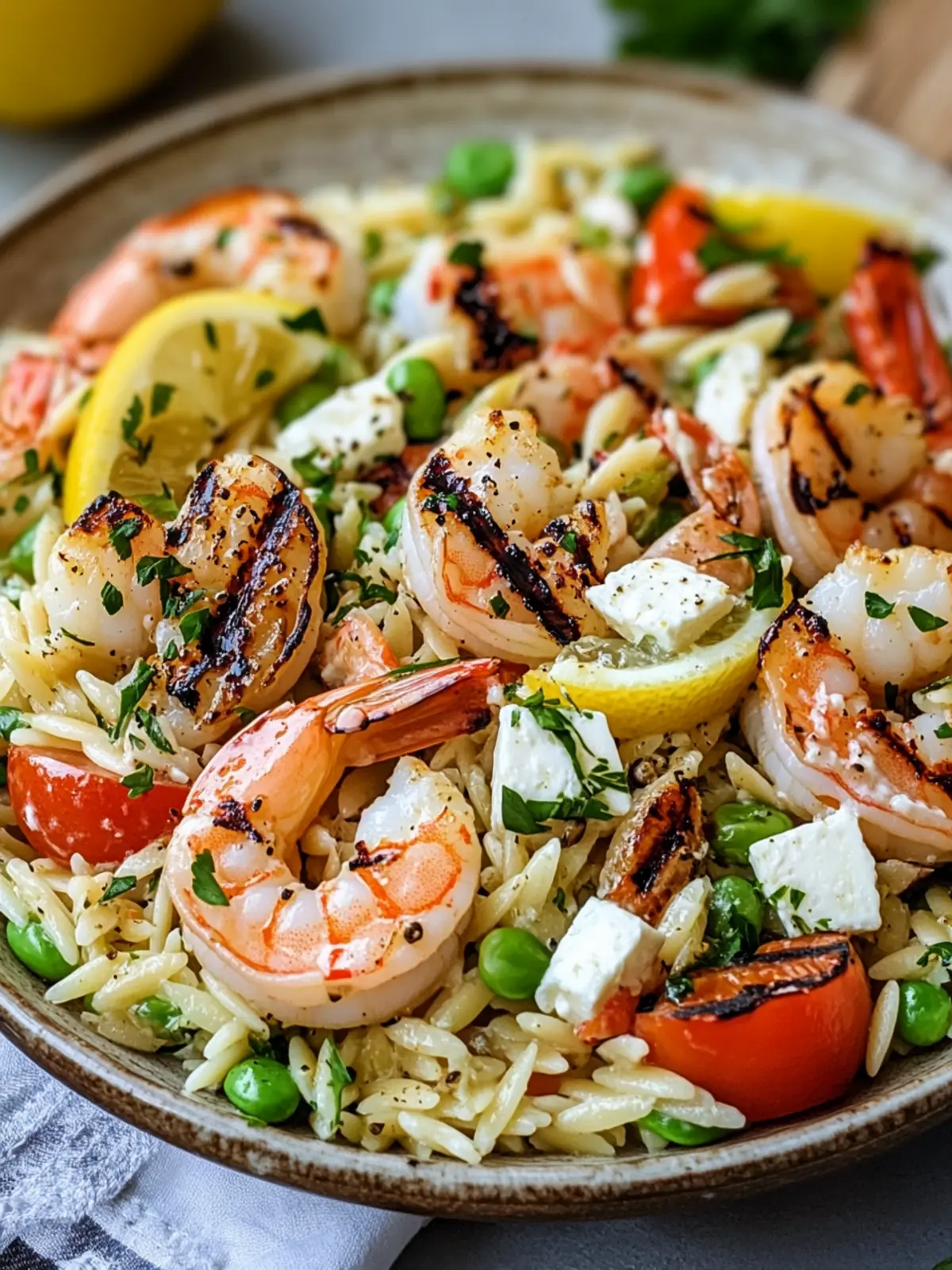 Greek-Style Lemony Grilled Shrimp Orzo Salad for Fresh Flavor 2 Greek-Style Lemony Grilled Shrimp Orzo Salad