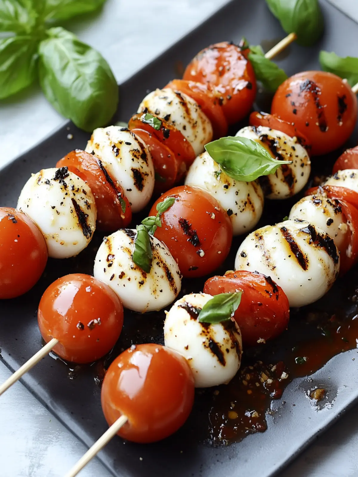 Fresh Caprese Skewers with Balsamic Drizzle in 10 Minutes 3 Caprese Skewers