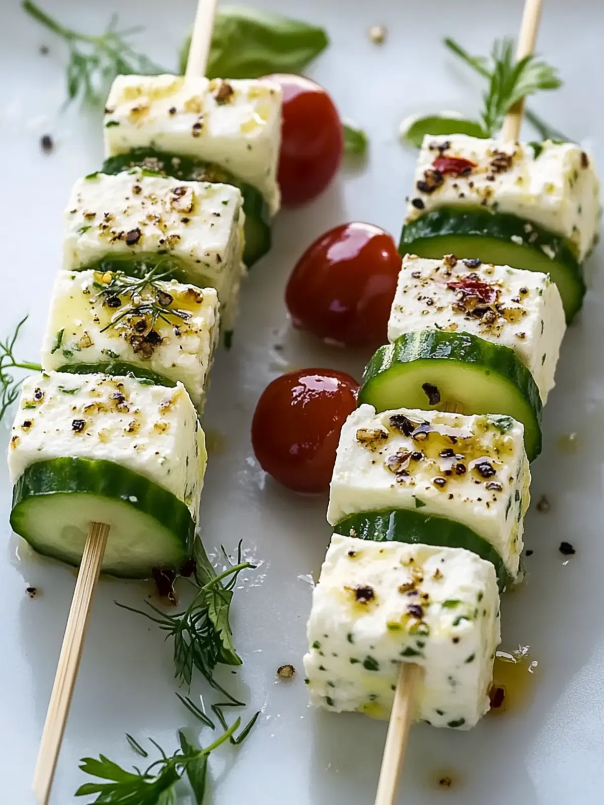 Easy Feta Skewers with Cucumber for Fresh Summer Snacking 4 Feta Skewers with Cucumber