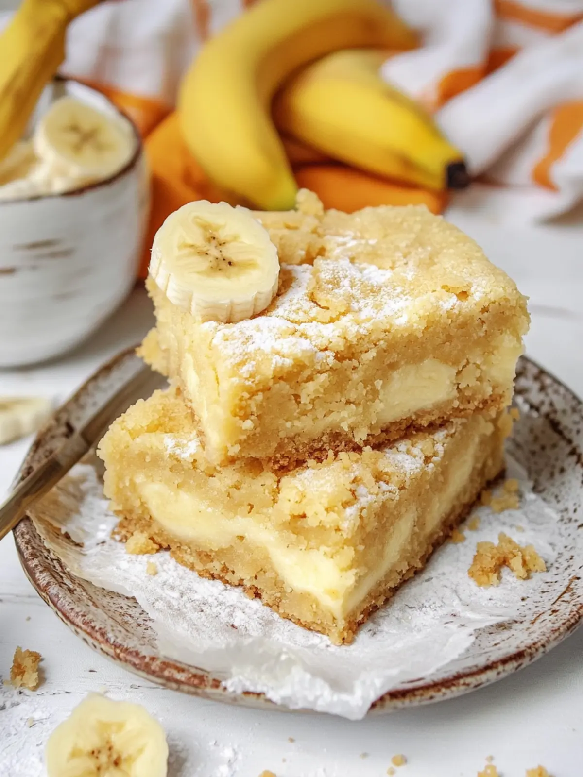 Irresistible Banana Blondies with Creamy Vanilla Wafer Crust 3 Banana Blondies