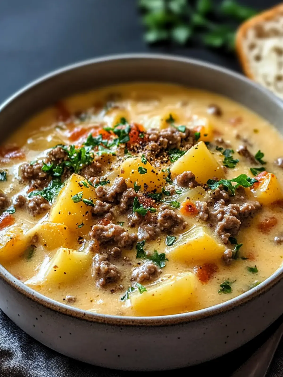 Cheesy Hamburger Potato Soup for Cozy Comfort on Chilly Nights 2 Cheesy Hamburger Potato Soup