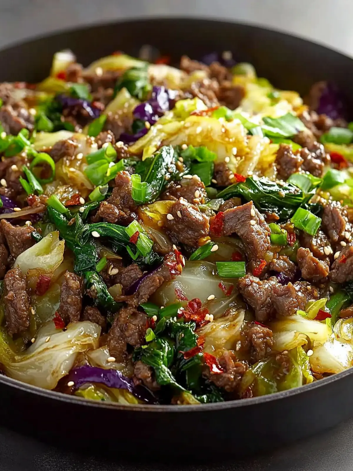 Savory Asian-Inspired Beef & Cabbage Skillet in 30 Minutes 2 Asian-Inspired Beef & Cabbage Skillet