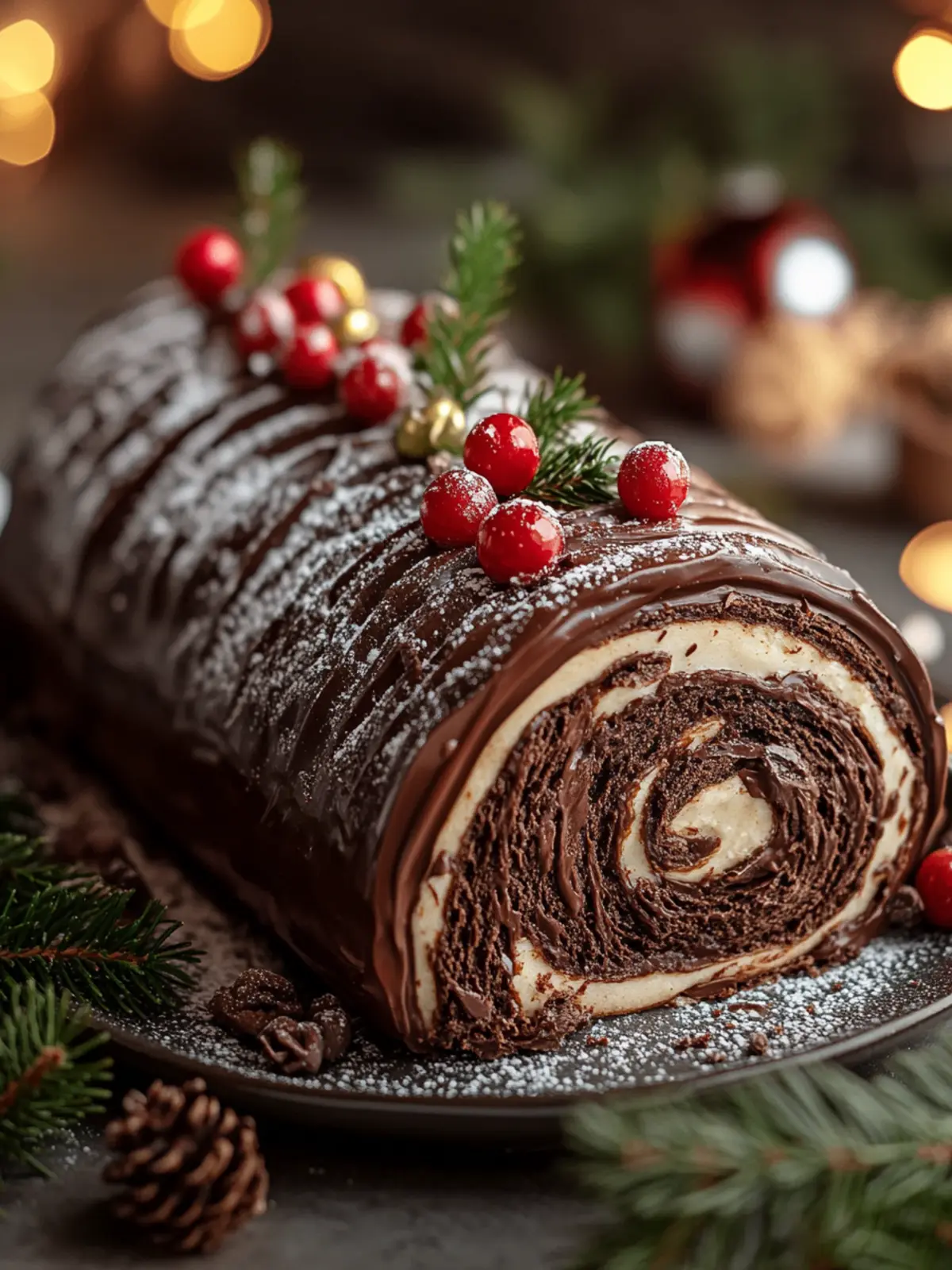 Decadent Chocolate Yule Log for a Festive Holiday Delight 2 Chocolate Yule Log