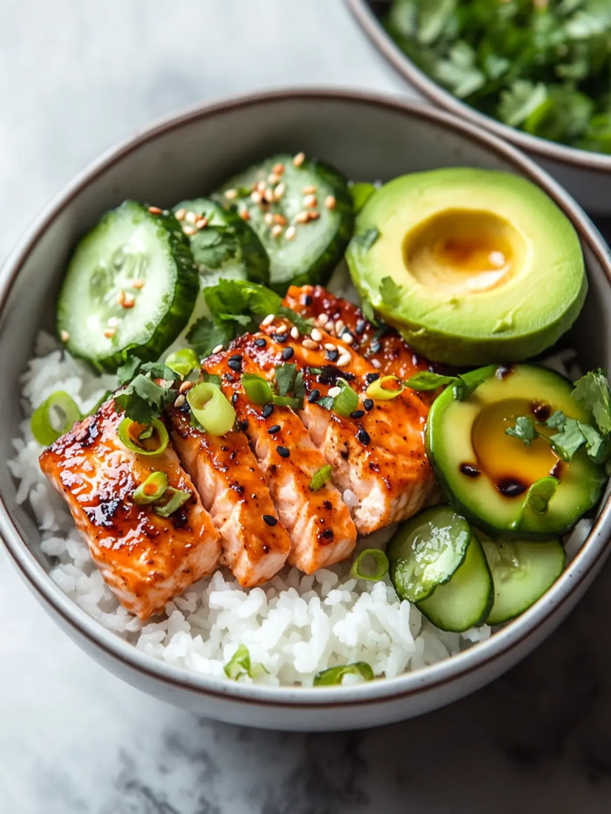 Spicy Salmon Bowls with Coconut Rice: A Tasty Health Boost 2 Spicy Salmon Bowls with Coconut Rice