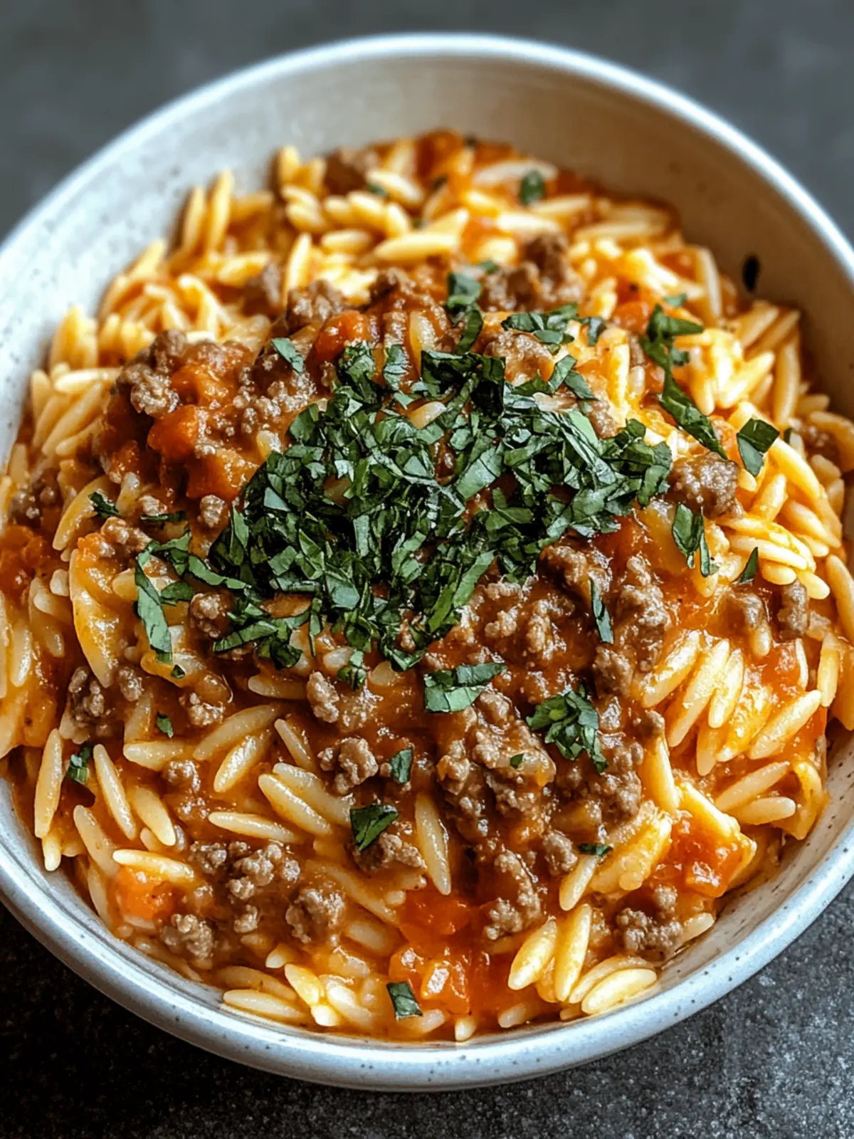 Creamy Ground Beef Orzo with Tomato Cream Sauce Bliss 2 Ground Beef Orzo with Tomato Cream Sauce