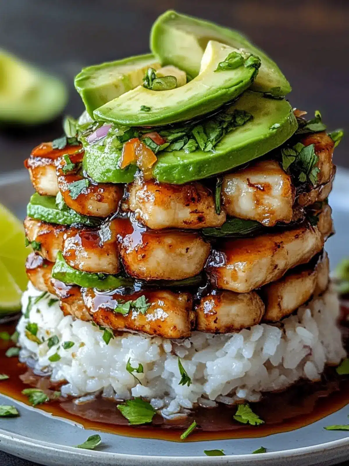 Delicious Honey Lime Chicken & Avocado Rice Stack Recipe 2 Honey Lime Chicken & Avocado Rice Stack
