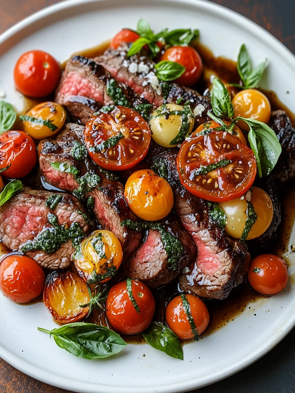 Irresistible Balsamic-Glazed Steak with Heirloom Tomatoes 4 Balsamic-Glazed Steak with Heirloom Tomatoes