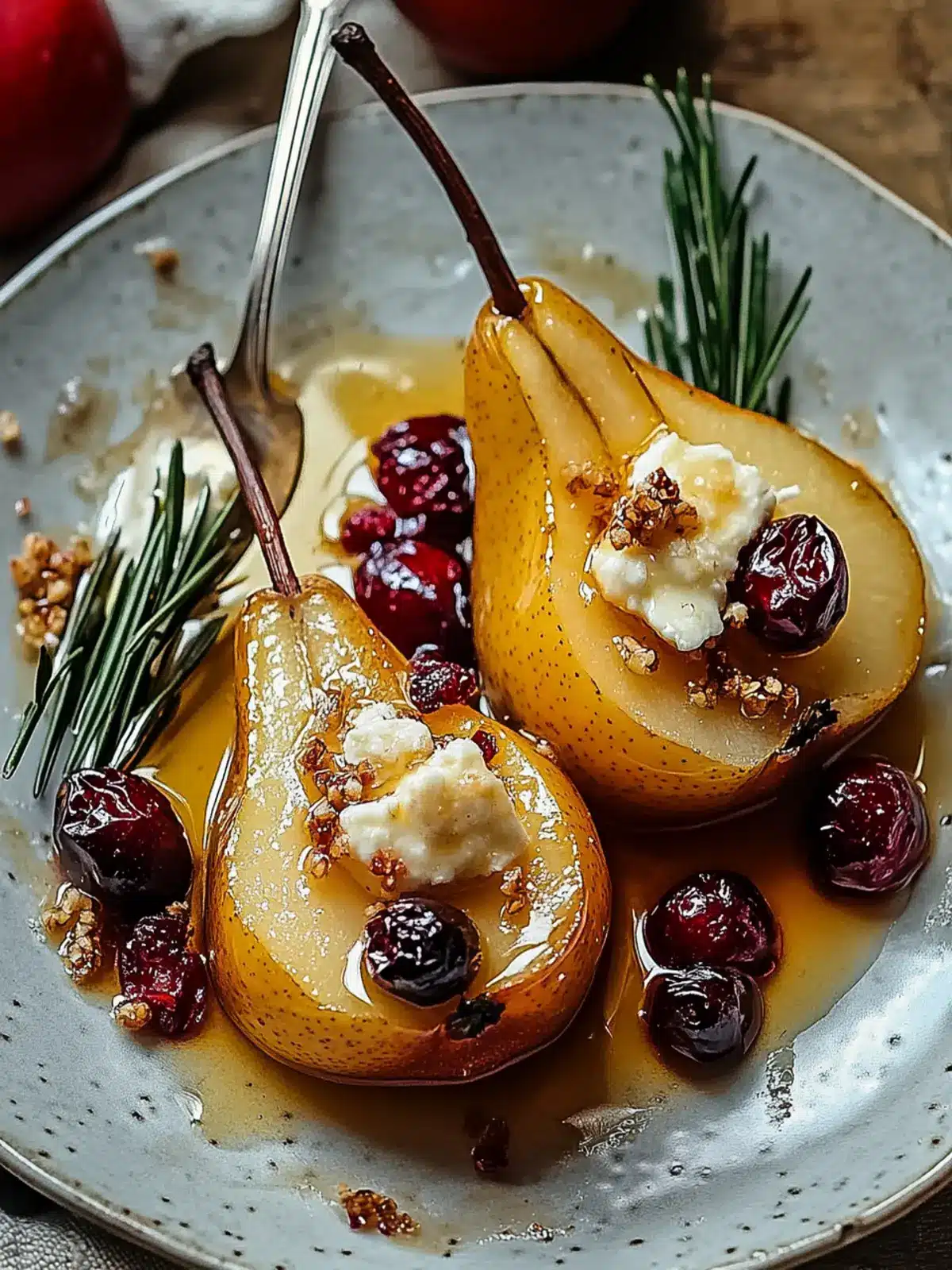 Gourmet Baked Pears with Goat Cheese, Honey, and Cranberries 3 Baked Pears with Goat Cheese, Honey, and Cranberries