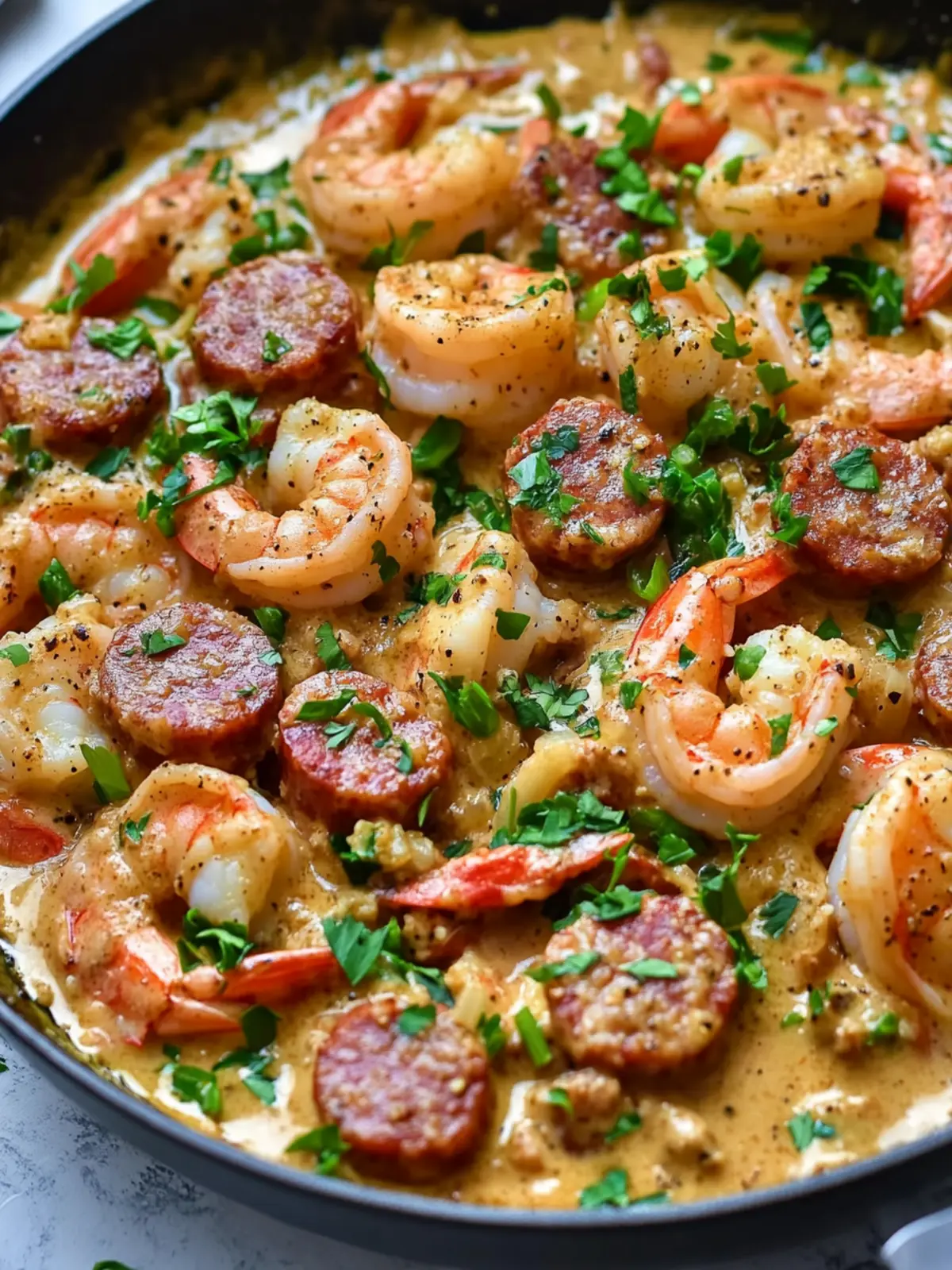 Delicious Spicy Creamy Keto Shrimp and Sausage Skillet in 30 Mins 4 Spicy Creamy Keto Shrimp and Sausage Skillet