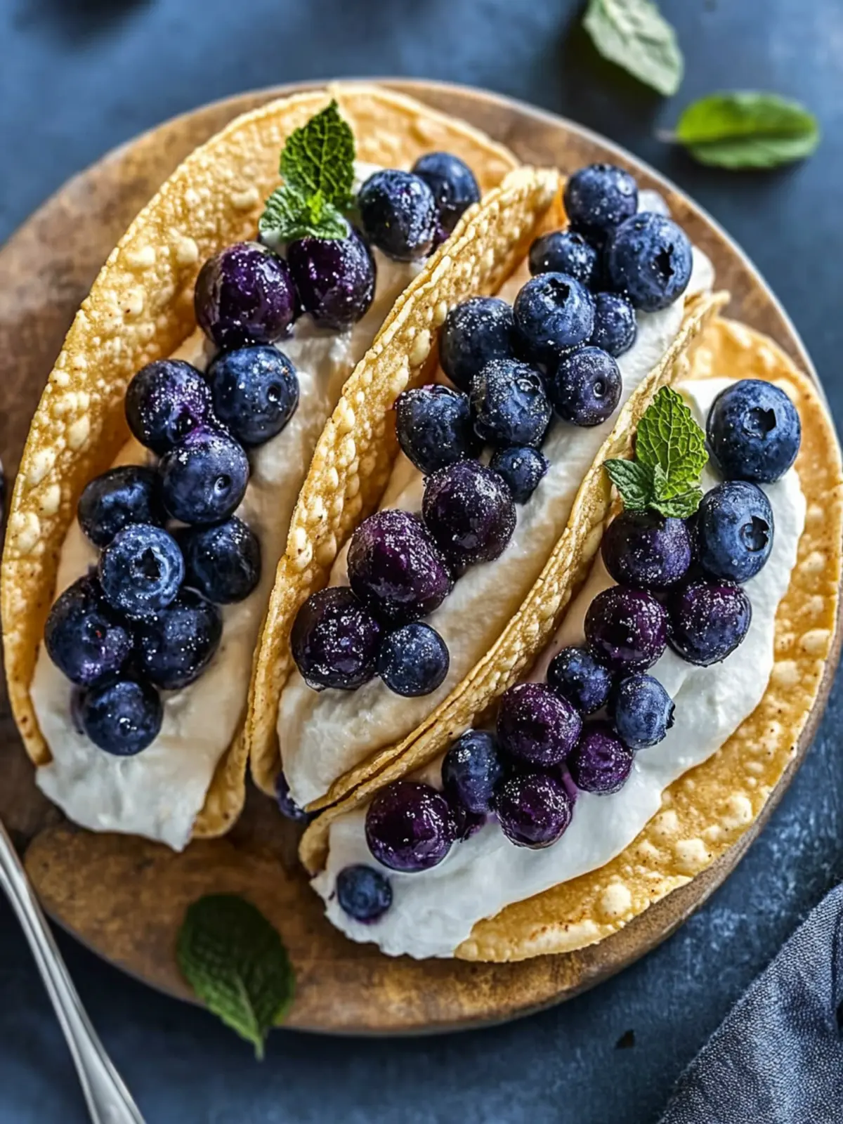 Delightful Blueberry Cheesecake Dessert Tacos with Cinnamon 2 Blueberry Cheesecake Dessert Tacos with Cinnamon
