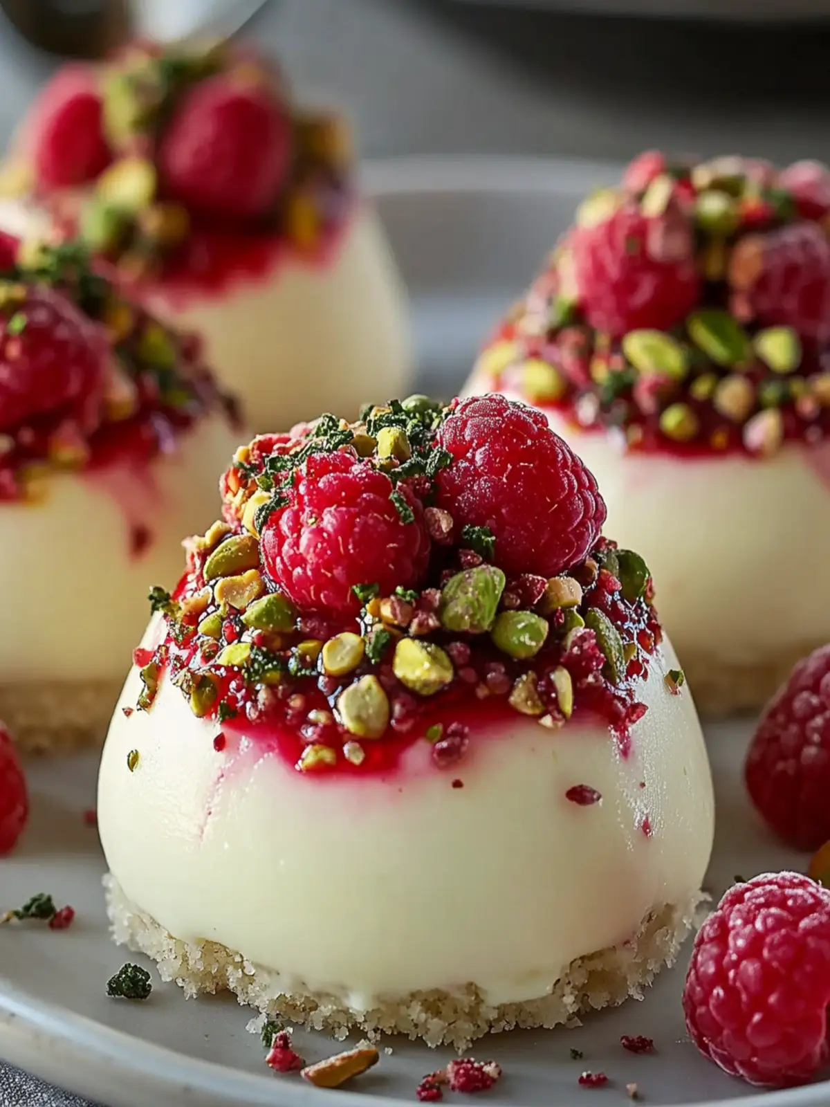 Decadent Pistachio & Raspberry Cheesecake Domes to Impress 2 Pistachio & Raspberry Cheesecake Domes