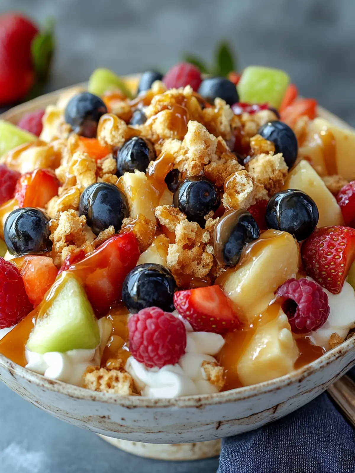 Caramel Crunch Cheesecake Fruit Salad That Wow Your Guests 2 Caramel Crunch Cheesecake Fruit Salad
