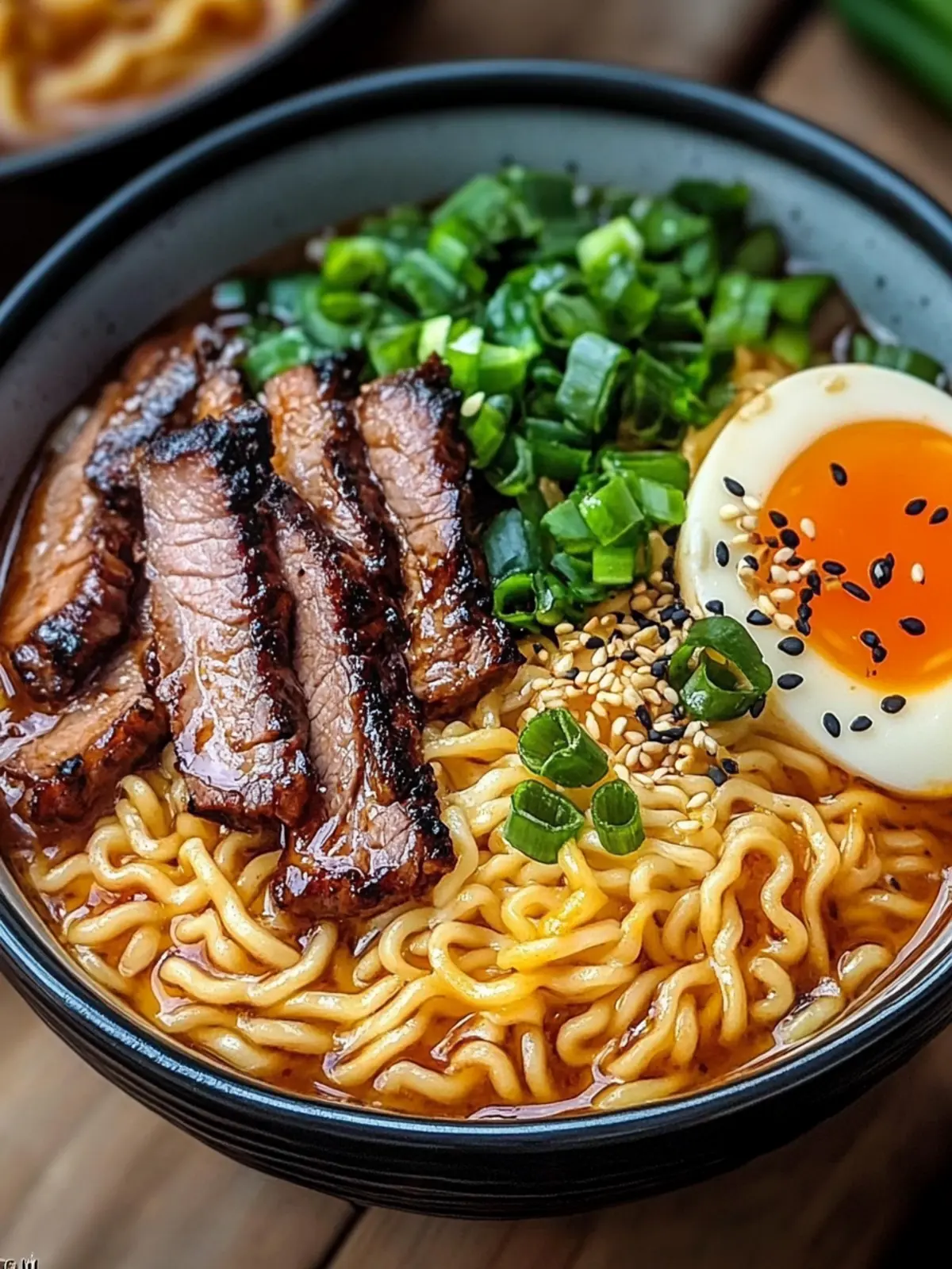 Delicious Spicy Korean Ramen with Grilled Beef & Creamy Sauce 2 Spicy Korean Ramen with Grilled Beef & Creamy Sauce