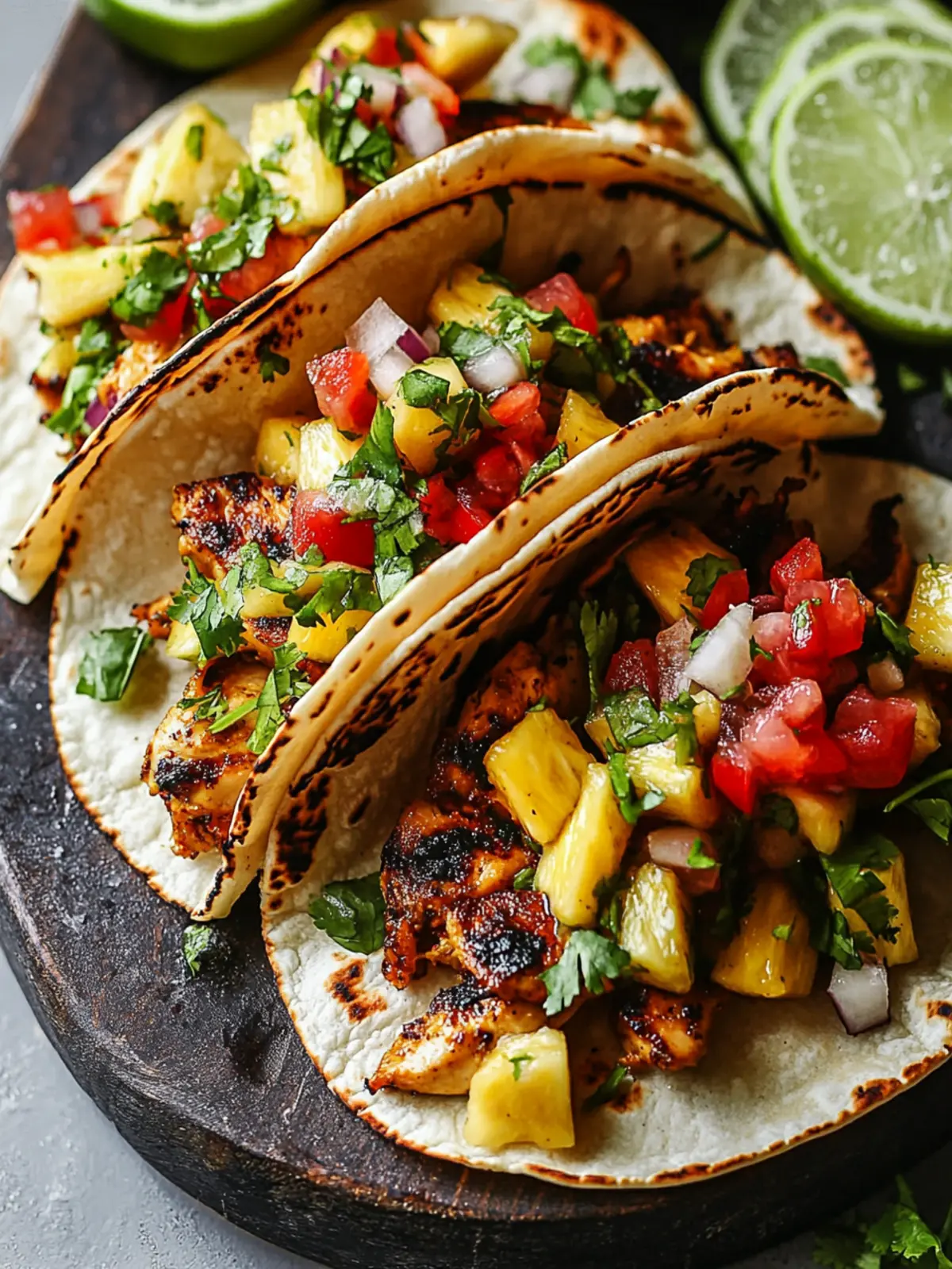Zesty Chili Lime Chicken Tacos with Sweet Grilled Pineapple Salsa 3 Chili Lime Chicken Tacos with Grilled Pineapple Salsa