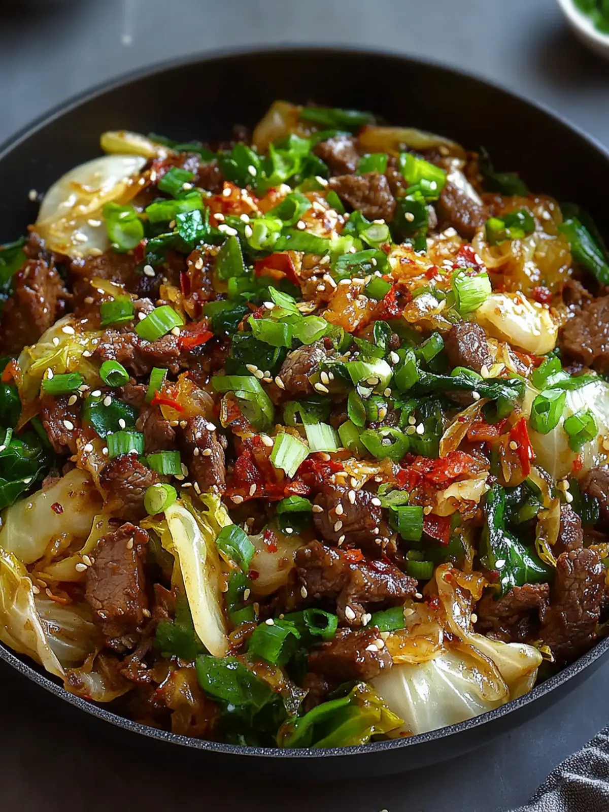 Savory Asian-Inspired Beef & Cabbage Skillet in 30 Minutes 3 Asian-Inspired Beef & Cabbage Skillet