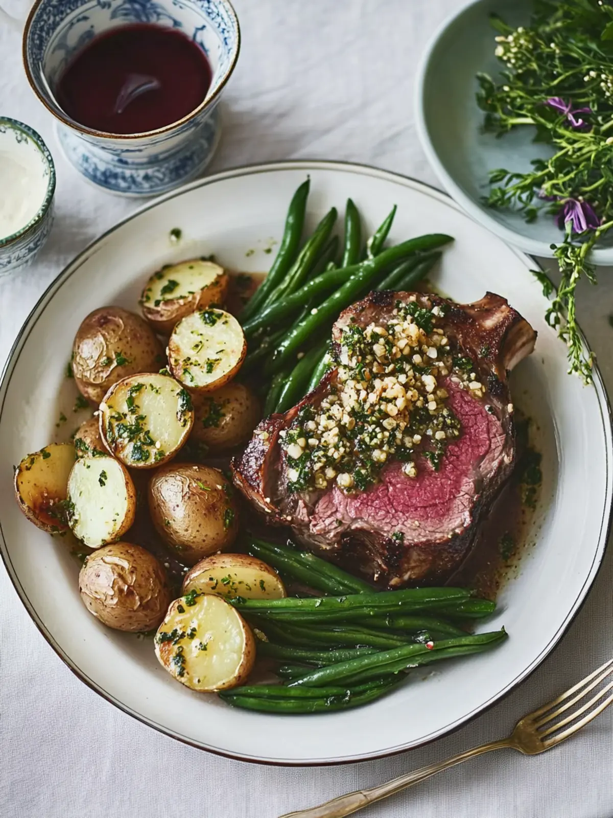 Seared Lamb with Mustard Potatoes and Green Beans in 30 Minutes 3 Seared Lamb with Mustard Potatoes and Green Beans