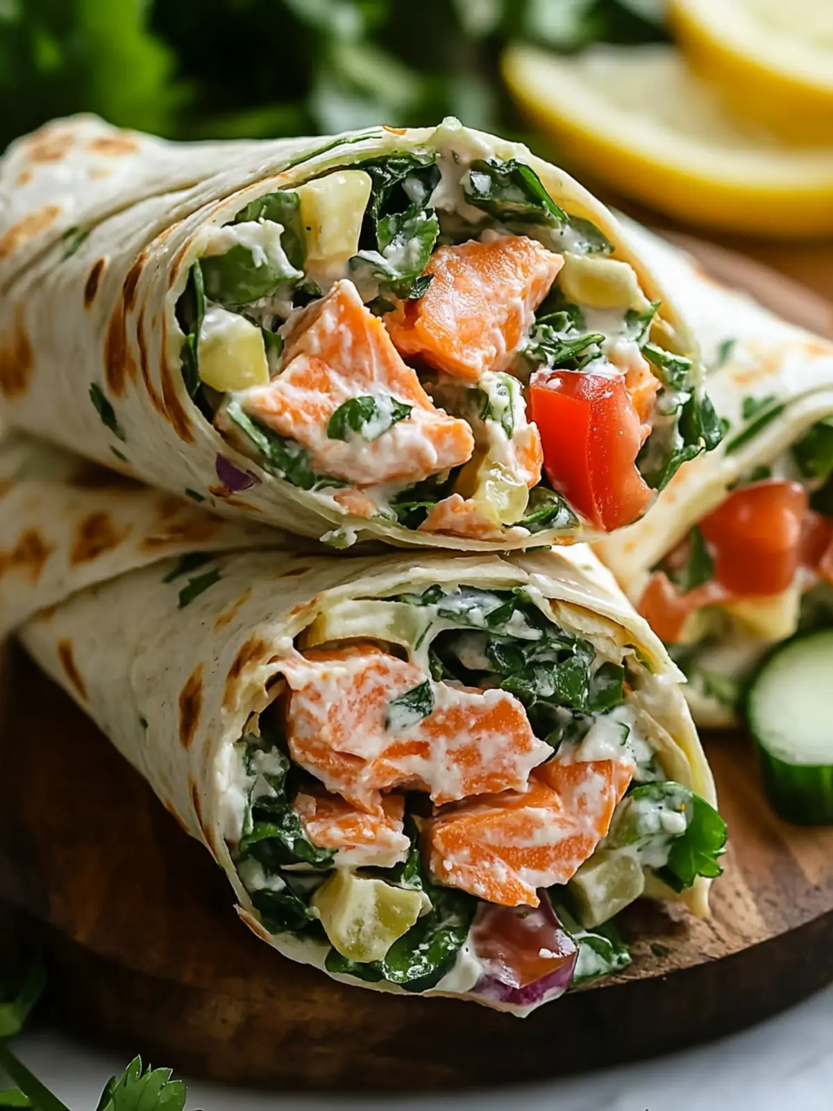 Greek Yogurt Salmon Salad Wraps for a Quick Healthy Meal 2 Greek Yogurt Salmon Salad Wraps