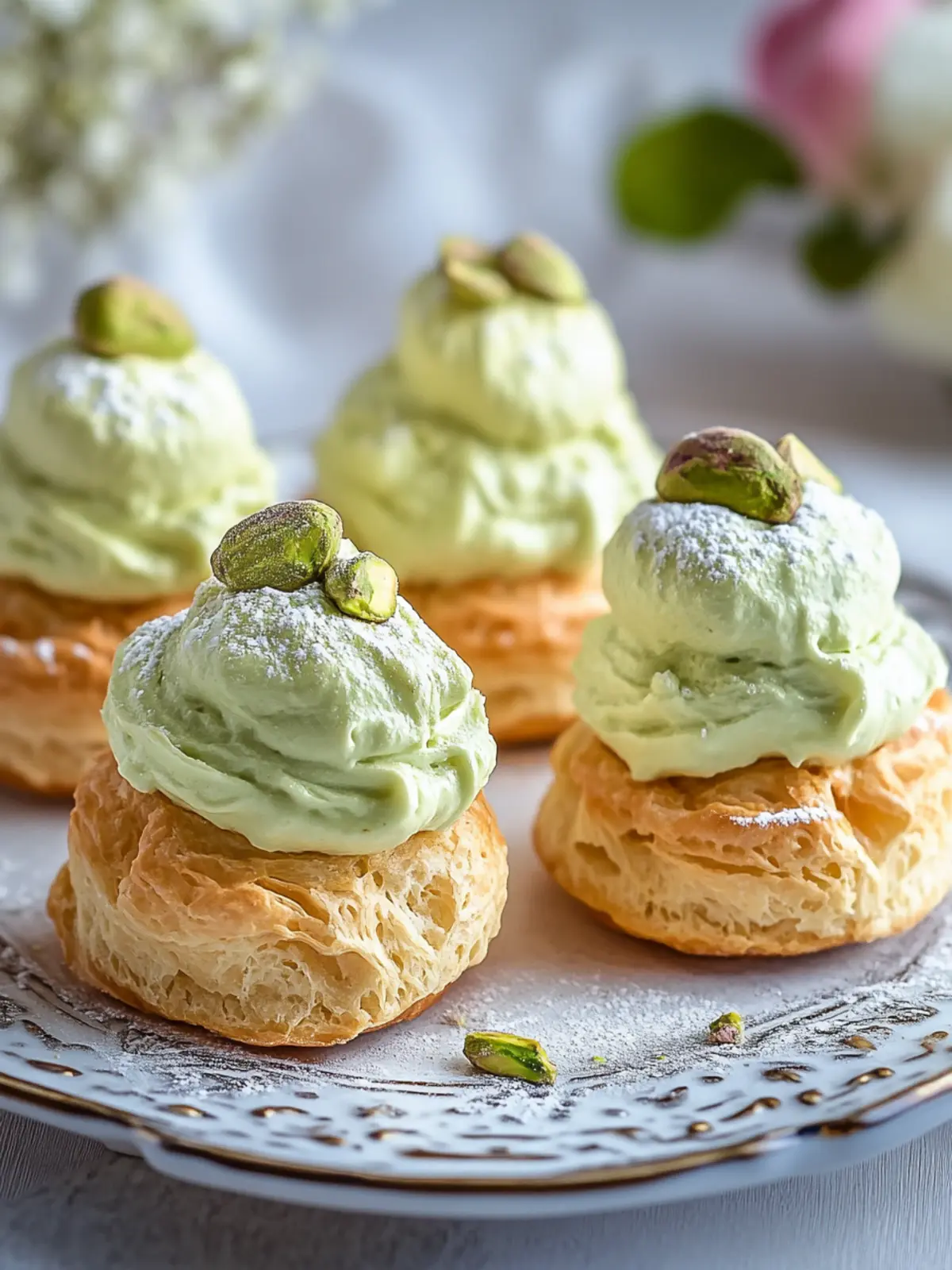Pistachio Cream Puffs That Elevate Any Dessert Table 2 Pistachio Cream Puffs