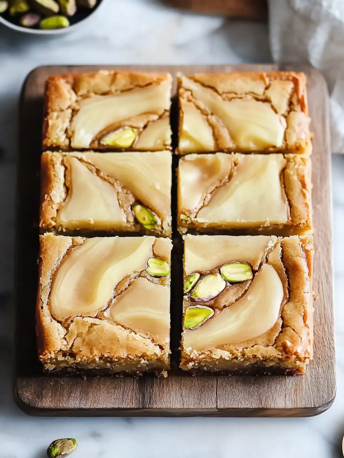 Irresistible Pistachio Blondies with Creamy Cheesecake Swirl 2 Pistachio Blondies
