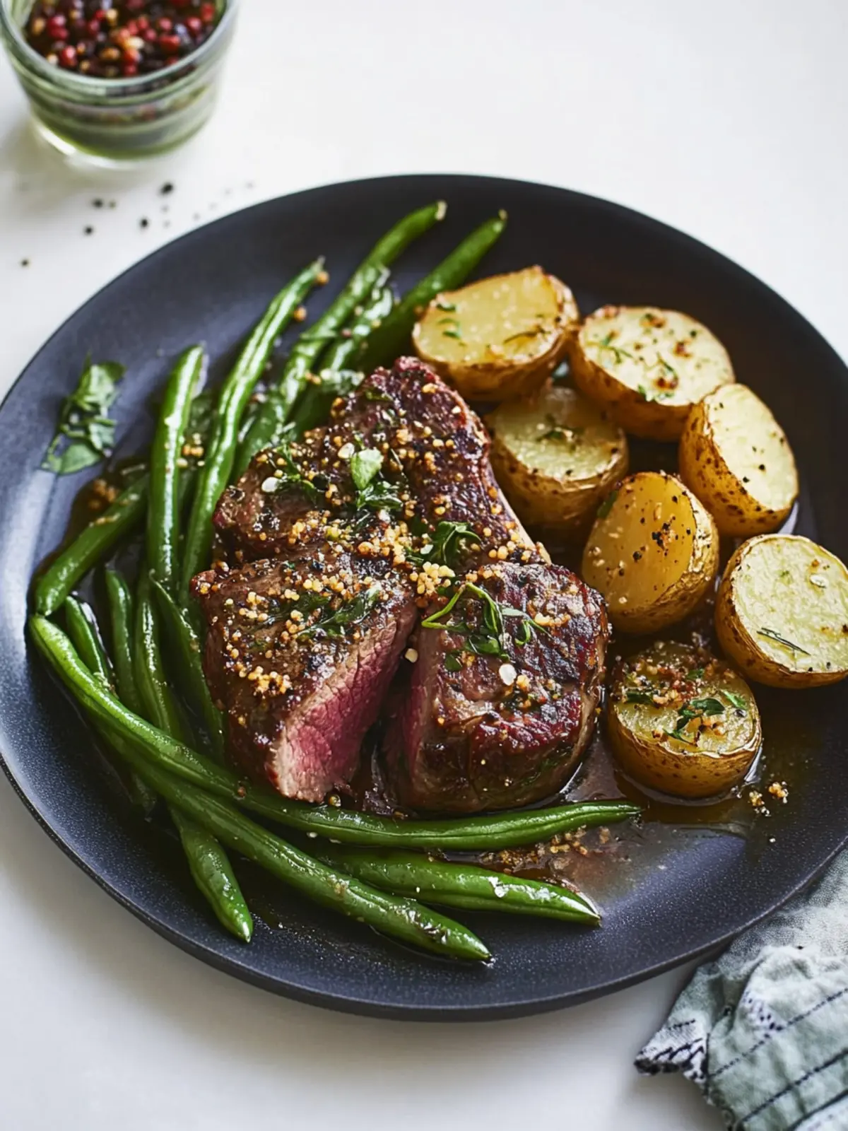 Seared Lamb with Mustard Potatoes and Green Beans in 30 Minutes 4 Seared Lamb with Mustard Potatoes and Green Beans