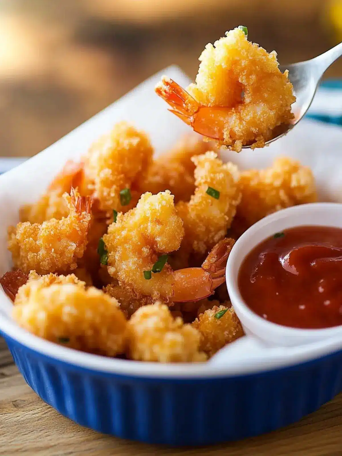 Crunchy Popcorn Shrimp with Zesty Cocktail Sauce at Home 4 Popcorn Shrimp