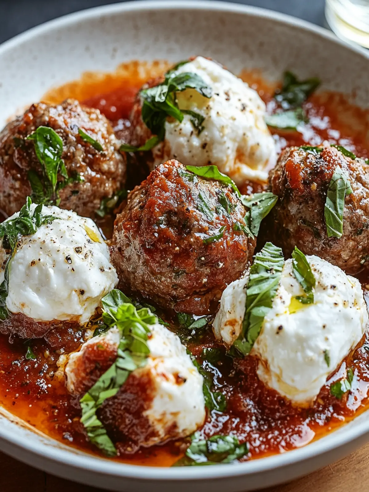 Savory Burrata-Stuffed Meatballs for Ultimate Comfort Food 2 Burrata-Stuffed Meatballs