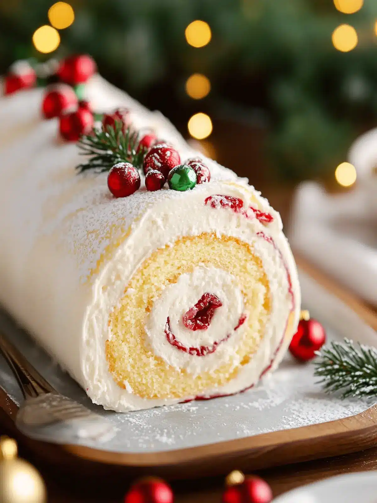 Delightful Christmas Vanilla Roll Cake with Whipped Cream Twist 3 Christmas Vanilla Roll Cake
