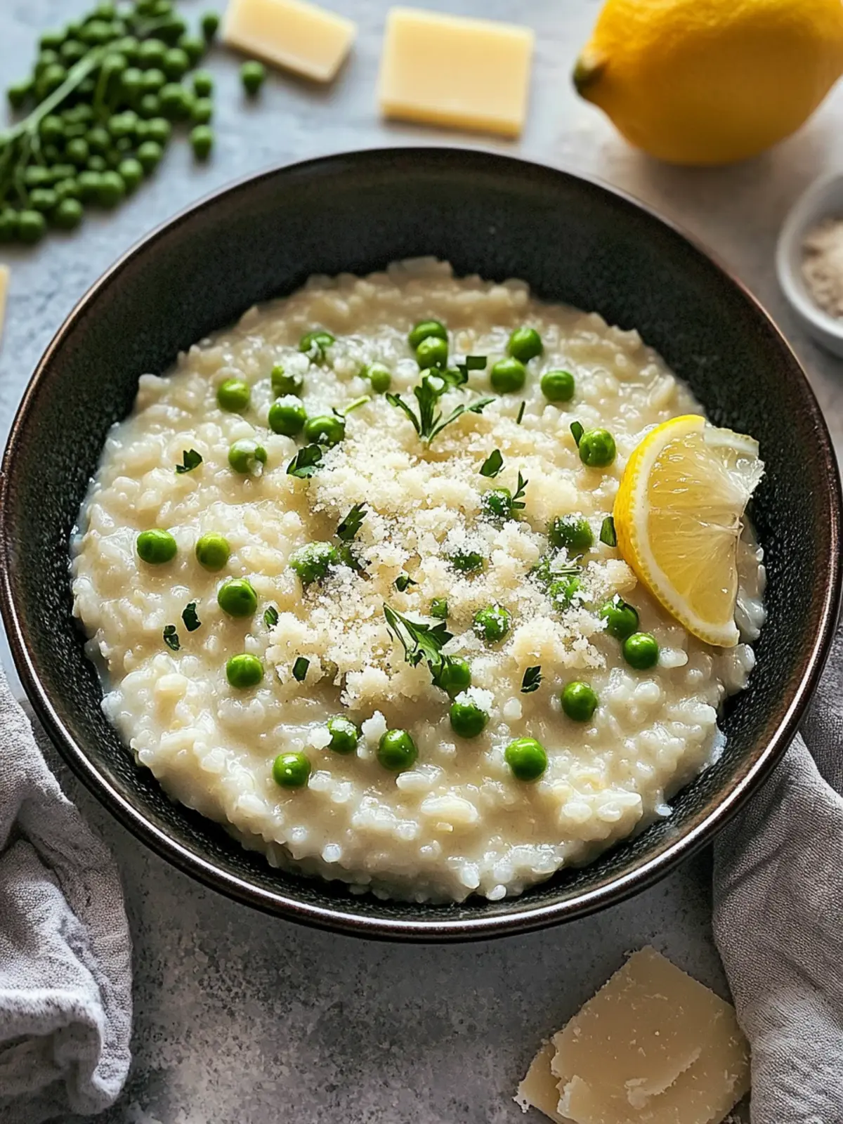 Easy Baked Risotto with Lemon, Peas & Parmesan Bliss 3 Baked Risotto with Lemon, Peas & Parmesan