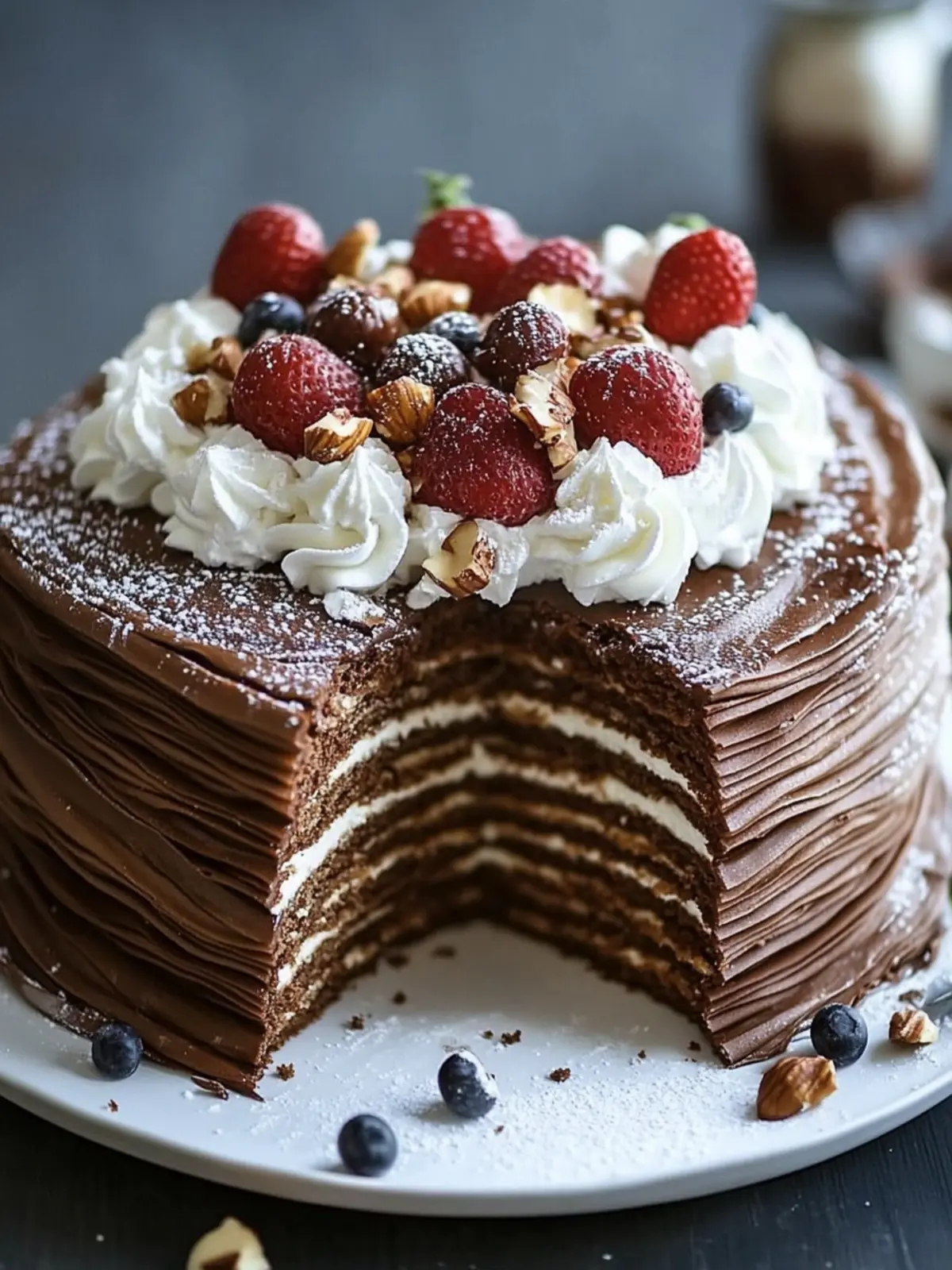 Decadent Chocolate Hazelnut Crepe Cake You Must Try Today 3 Chocolate Hazelnut Crepe Cake