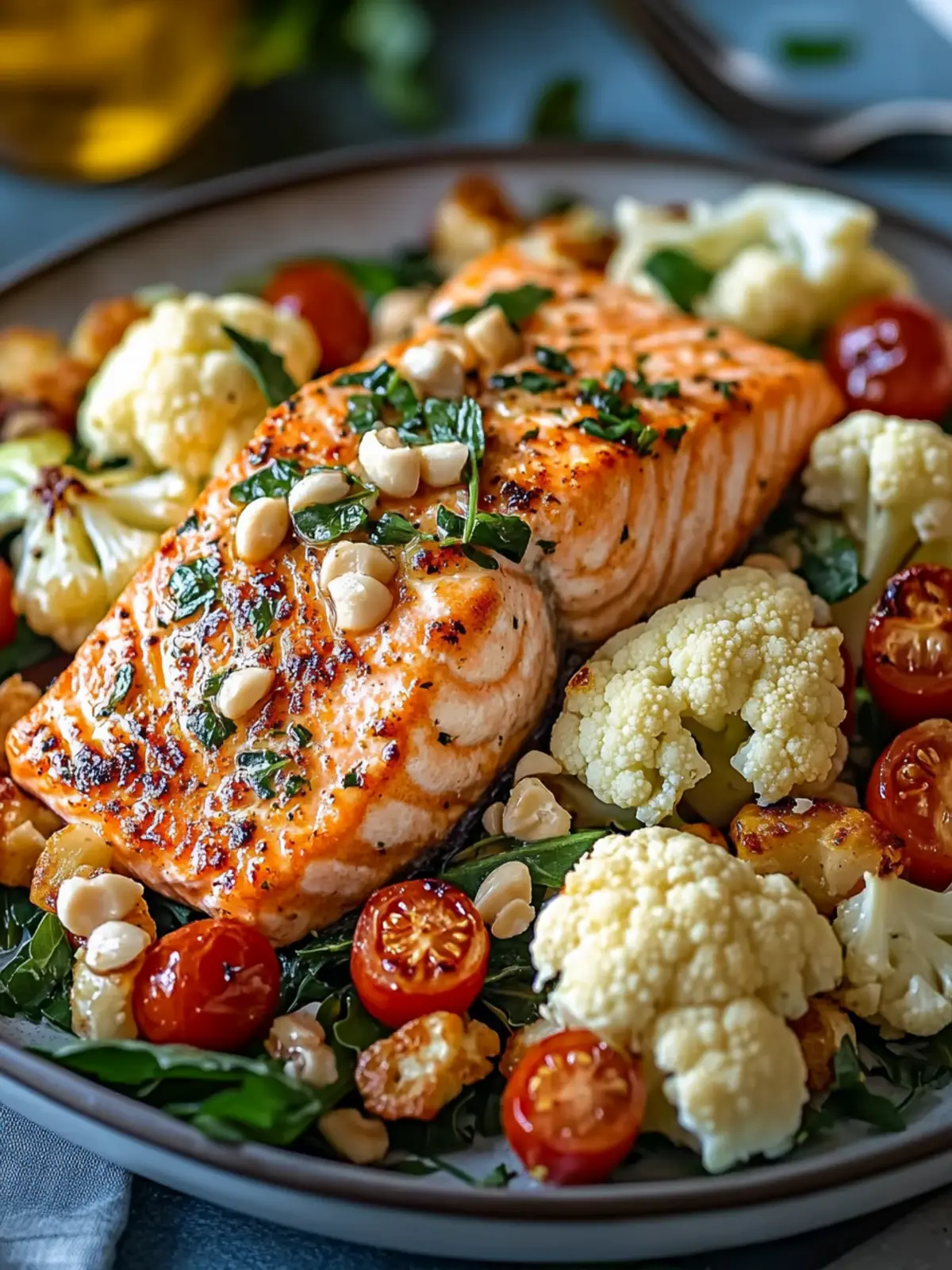 Lebanese Roast Salmon and Cauliflower Salad: Light & Zesty Delight 2 Lebanese Roast Salmon and Cauliflower Salad