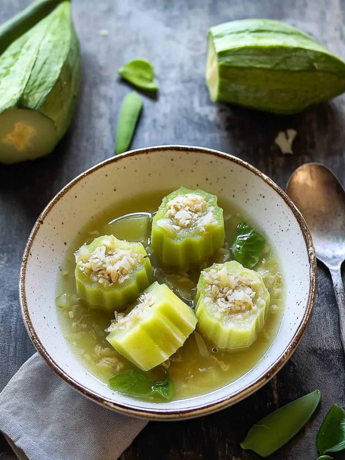 Savory Stuffed Bitter Melon Soup: A Vietnamese Delight 2 Stuffed Bitter Melon Soup