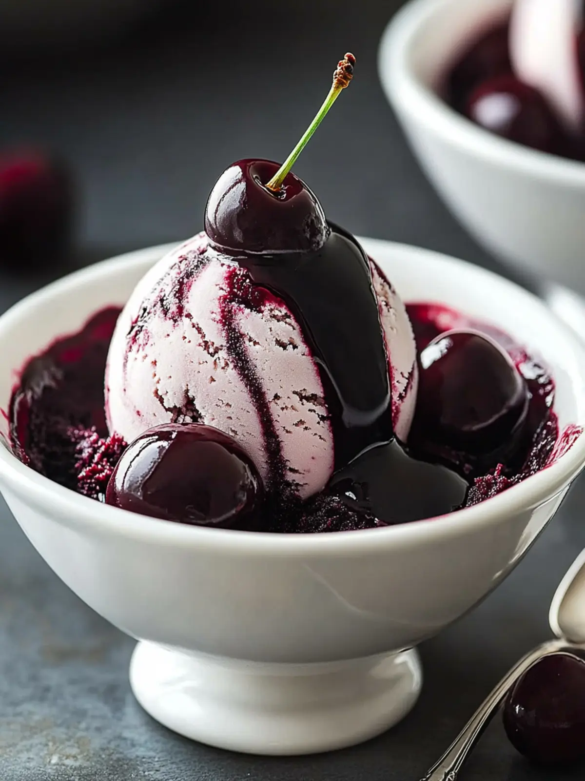 Indulge in Red Wine Ice Cream with Dark Chocolate Sauce and Cherry 3 Red Wine Ice Cream with Dark Chocolate Sauce and Cherry