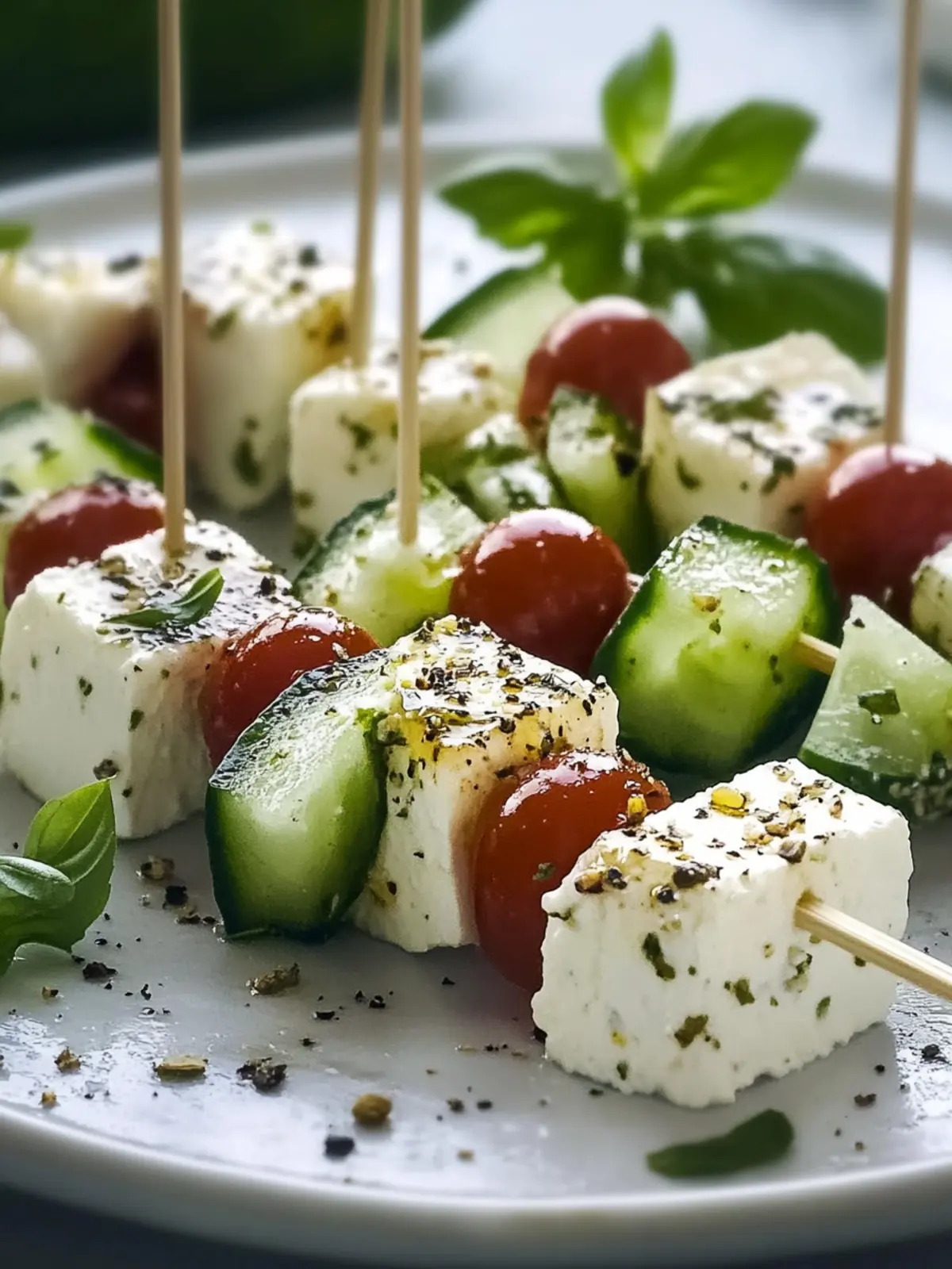 Easy Feta Skewers with Cucumber for Fresh Summer Snacking 3 Feta Skewers with Cucumber